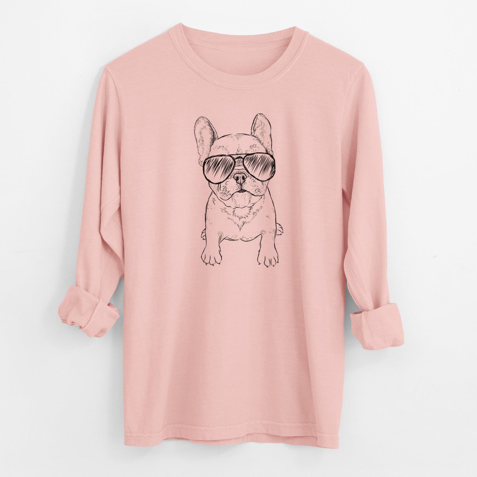 Aviator Puppy Pierre the French Bulldog - Men's Heavyweight 100% Cotton Long Sleeve