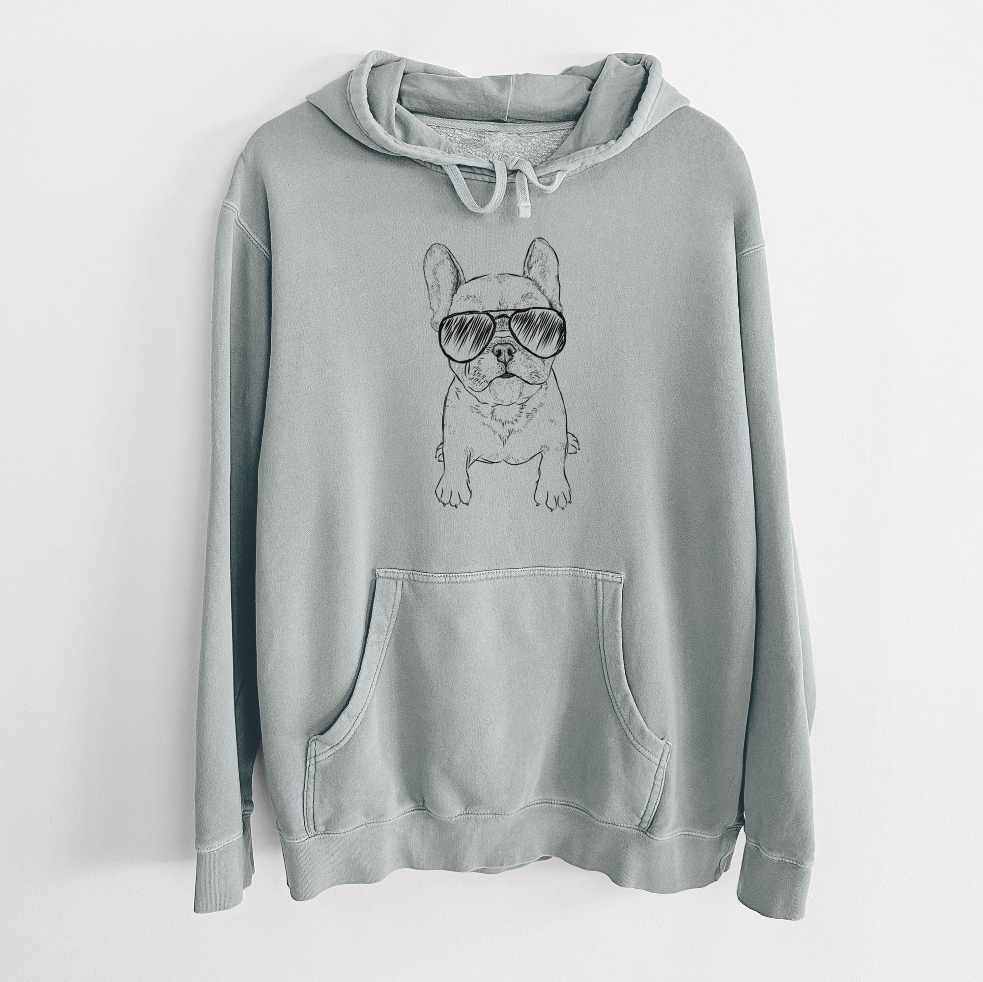 Aviator Puppy Pierre the French Bulldog - Unisex Pigment Dyed Hoodie