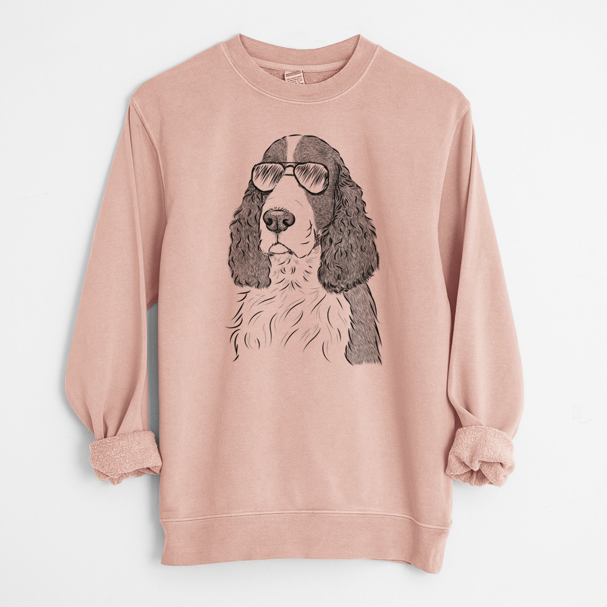 Aviator Quincy the English Springer Spaniel - Unisex Pigment Dyed Crew Sweatshirt