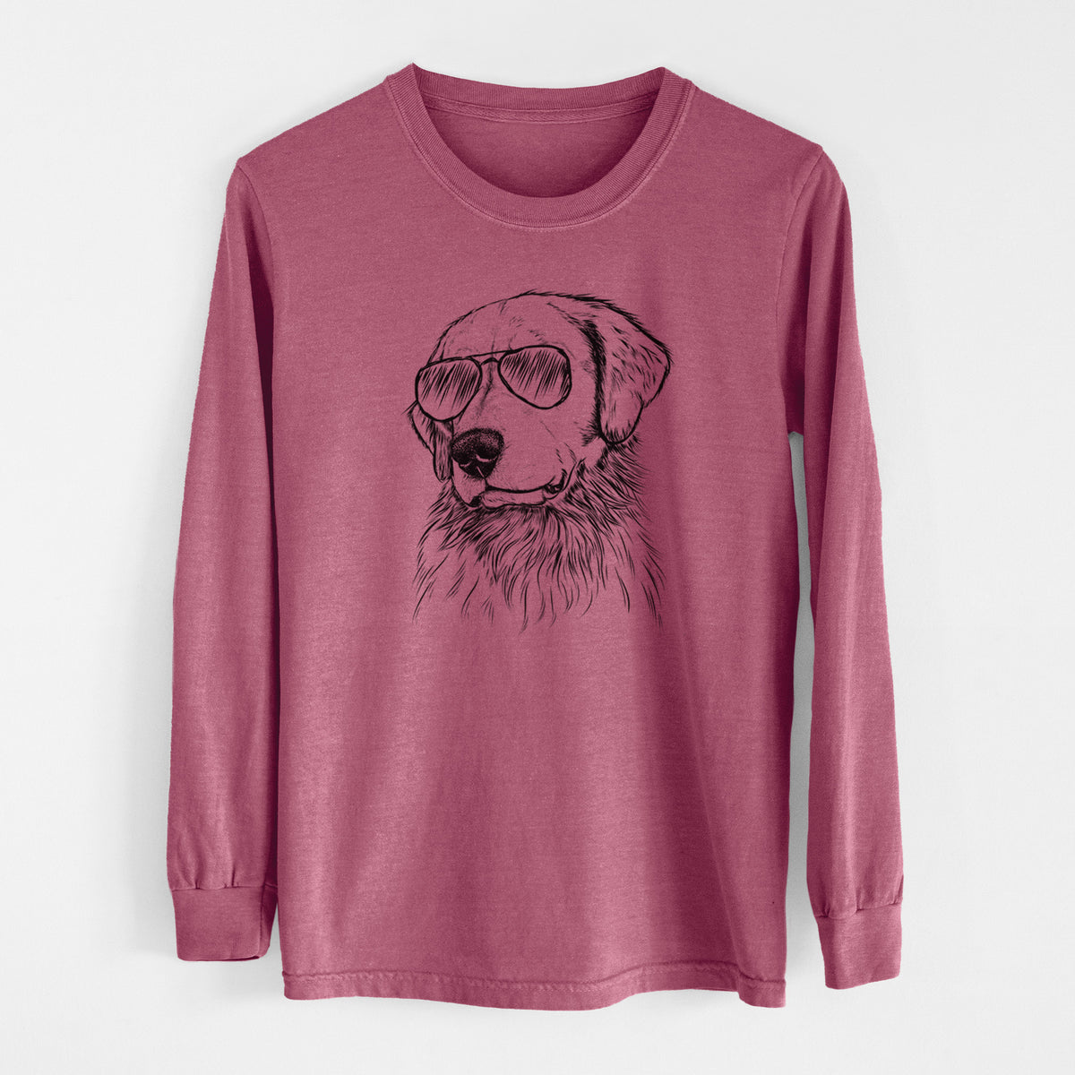 Aviator Quinn the Golden Retriever - Men's Heavyweight 100% Cotton Long Sleeve