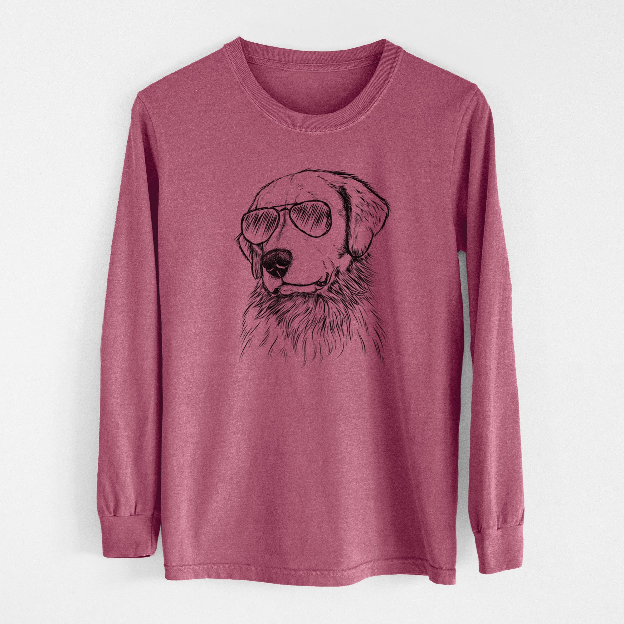 Aviator Quinn the Golden Retriever - Men's Heavyweight 100% Cotton Long Sleeve