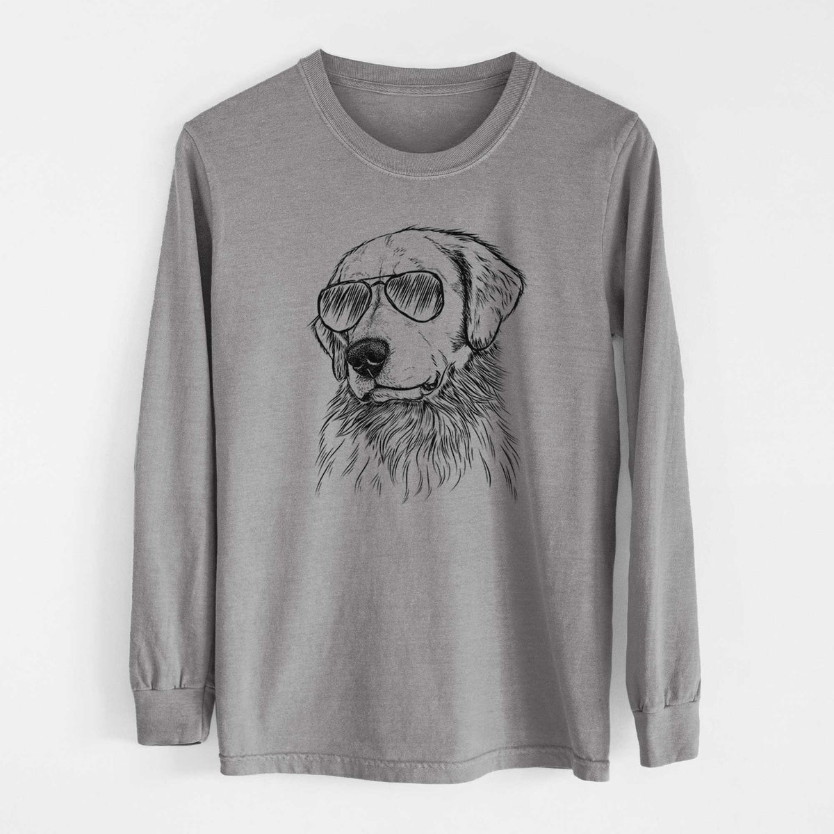 Aviator Quinn the Golden Retriever - Men's Heavyweight 100% Cotton Long Sleeve