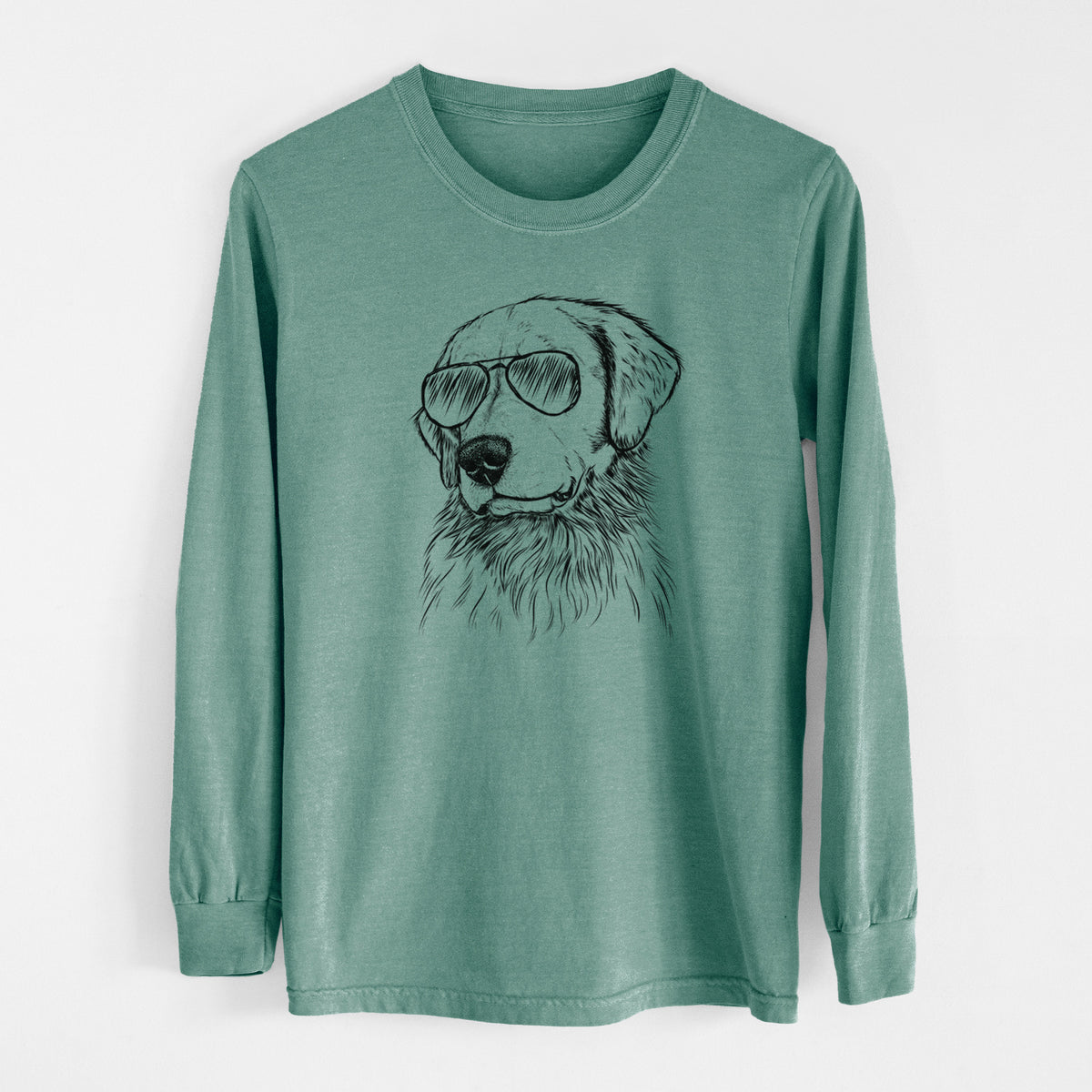 Aviator Quinn the Golden Retriever - Men's Heavyweight 100% Cotton Long Sleeve