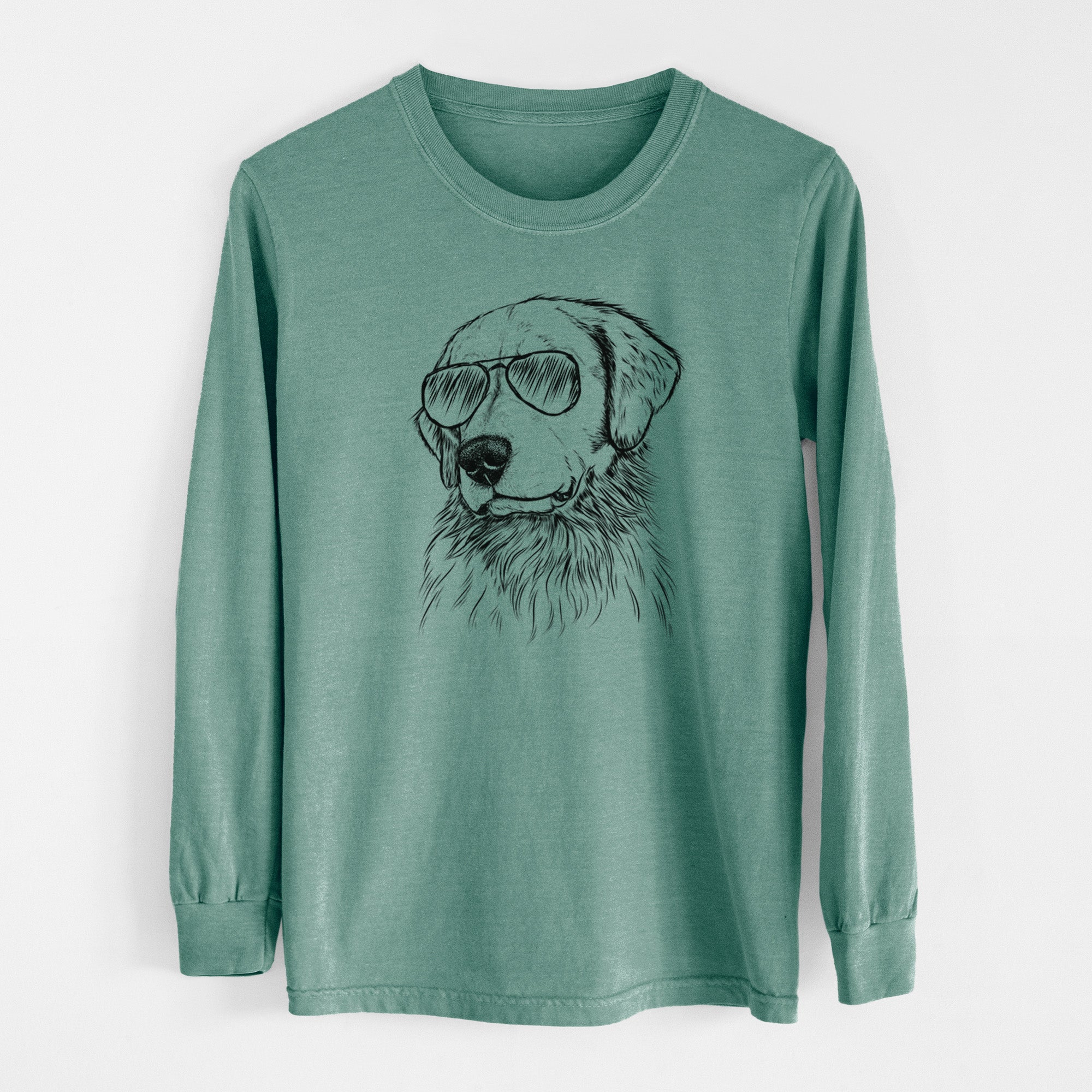 Aviator Quinn the Golden Retriever - Men's Heavyweight 100% Cotton Long Sleeve