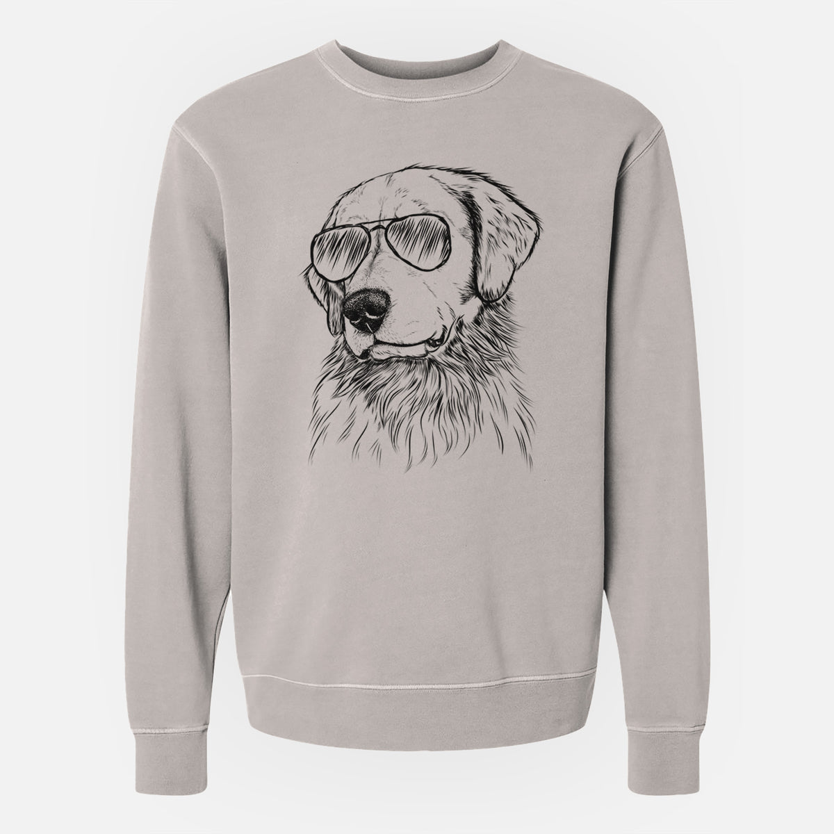 Aviator Quinn the Golden Retriever - Unisex Pigment Dyed Crew Sweatshirt