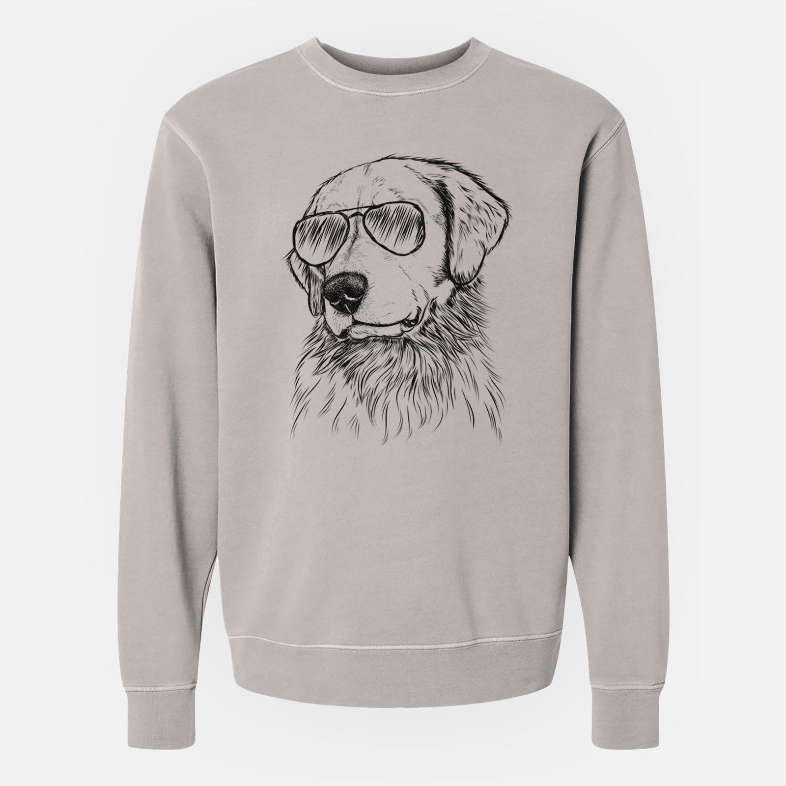 Aviator Quinn the Golden Retriever - Unisex Pigment Dyed Crew Sweatshirt