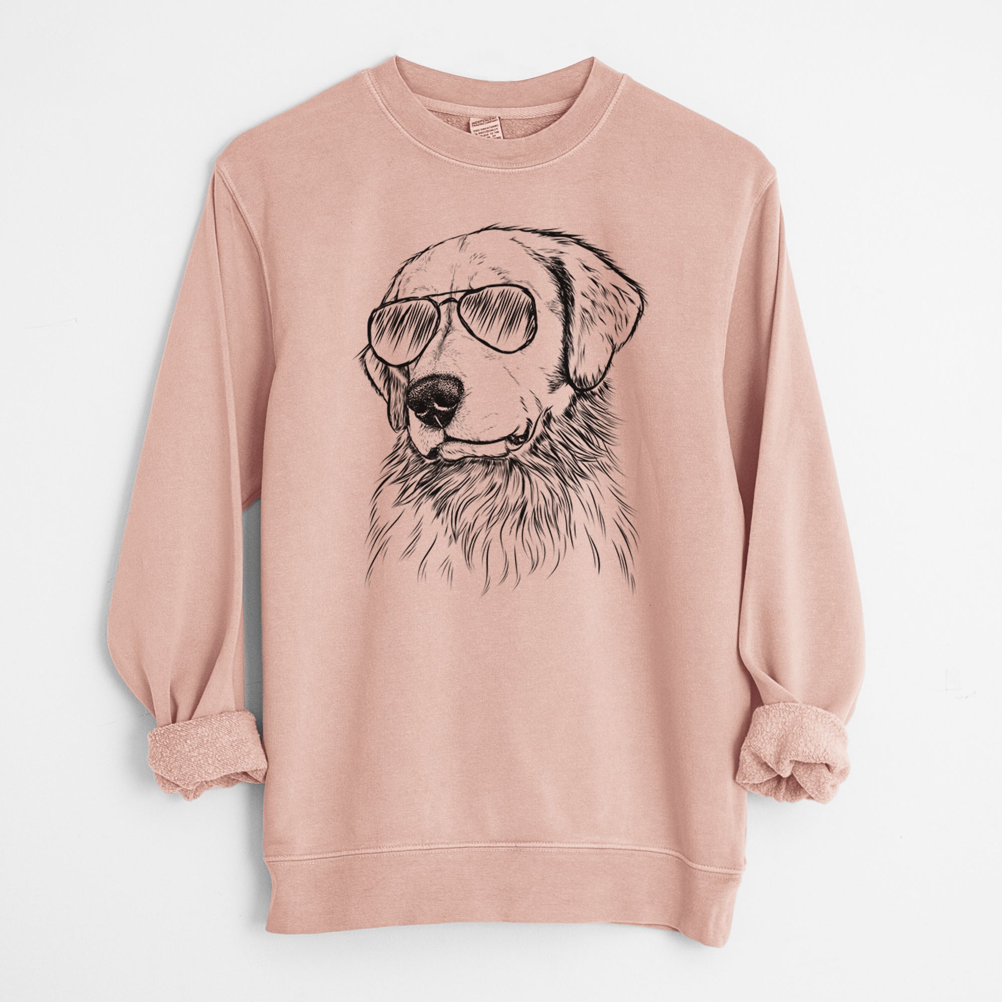 Aviator Quinn the Golden Retriever - Unisex Pigment Dyed Crew Sweatshirt