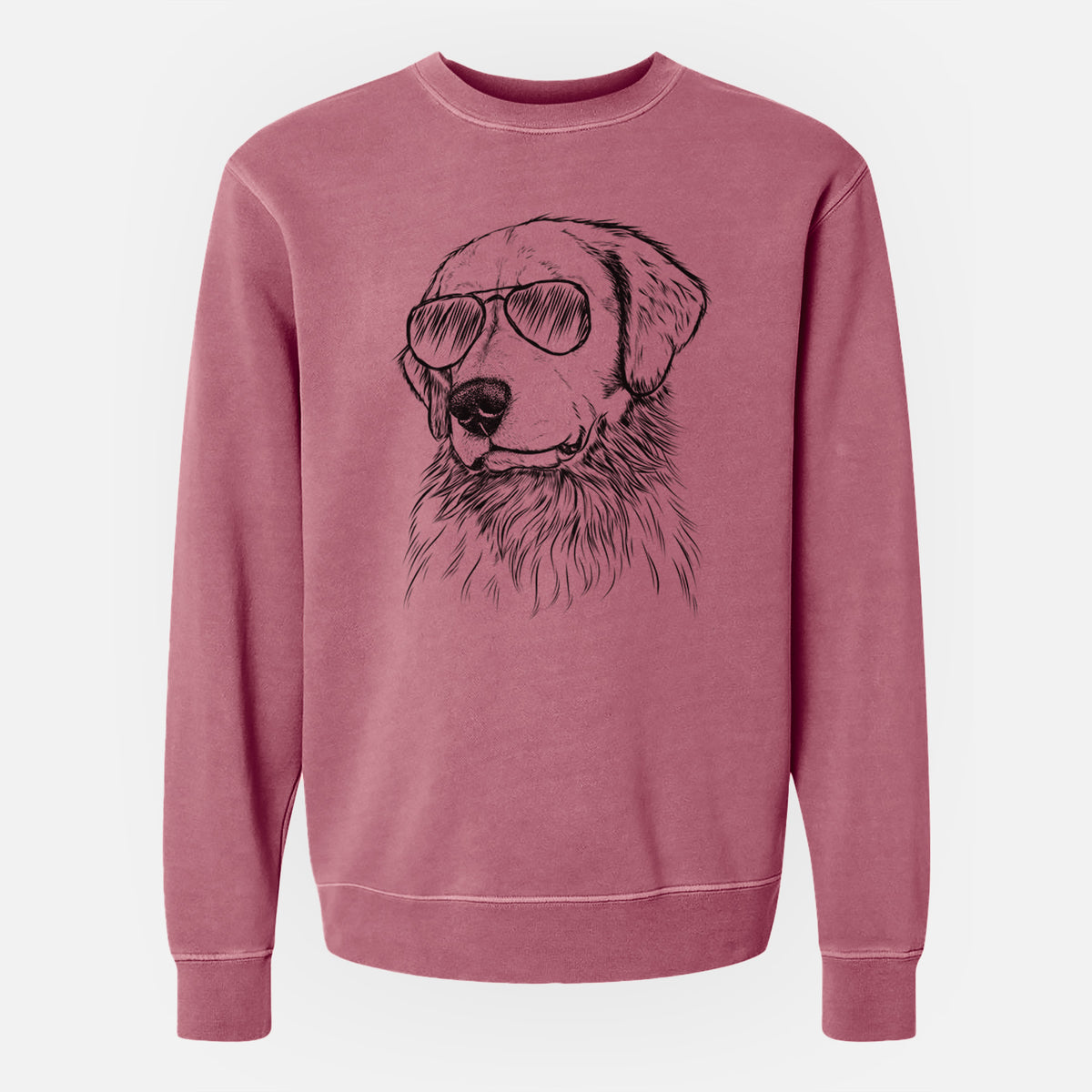 Aviator Quinn the Golden Retriever - Unisex Pigment Dyed Crew Sweatshirt