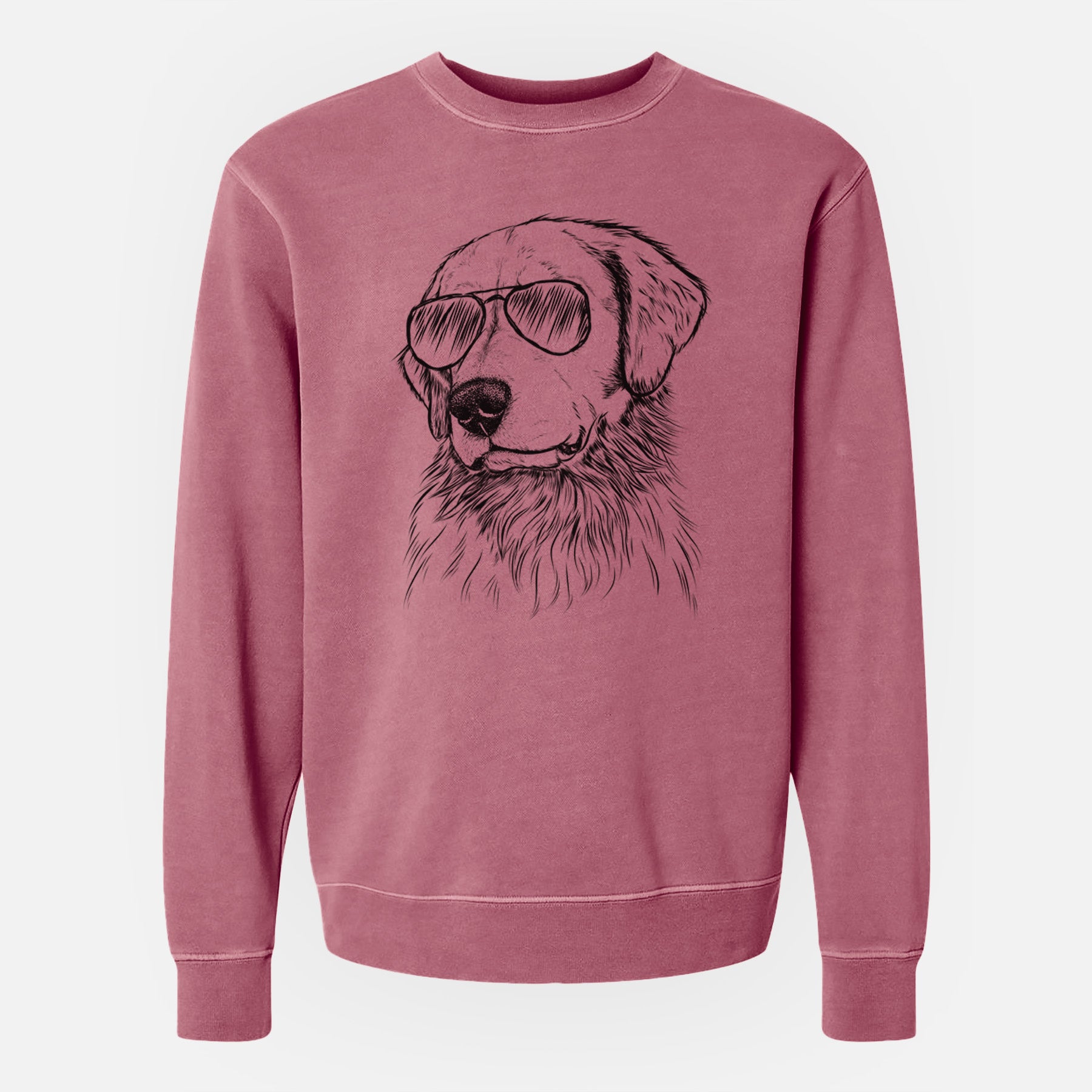 Aviator Quinn the Golden Retriever - Unisex Pigment Dyed Crew Sweatshirt