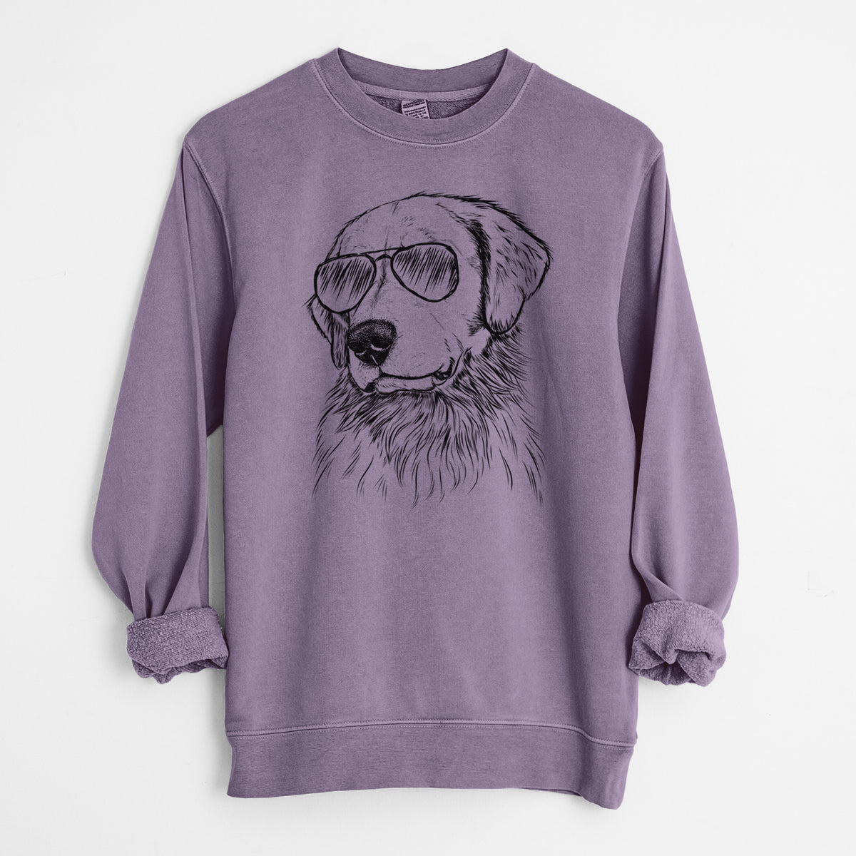 Aviator Quinn the Golden Retriever - Unisex Pigment Dyed Crew Sweatshirt