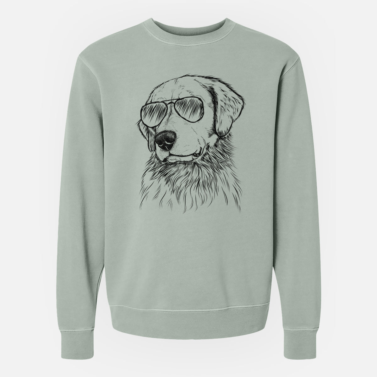 Aviator Quinn the Golden Retriever - Unisex Pigment Dyed Crew Sweatshirt