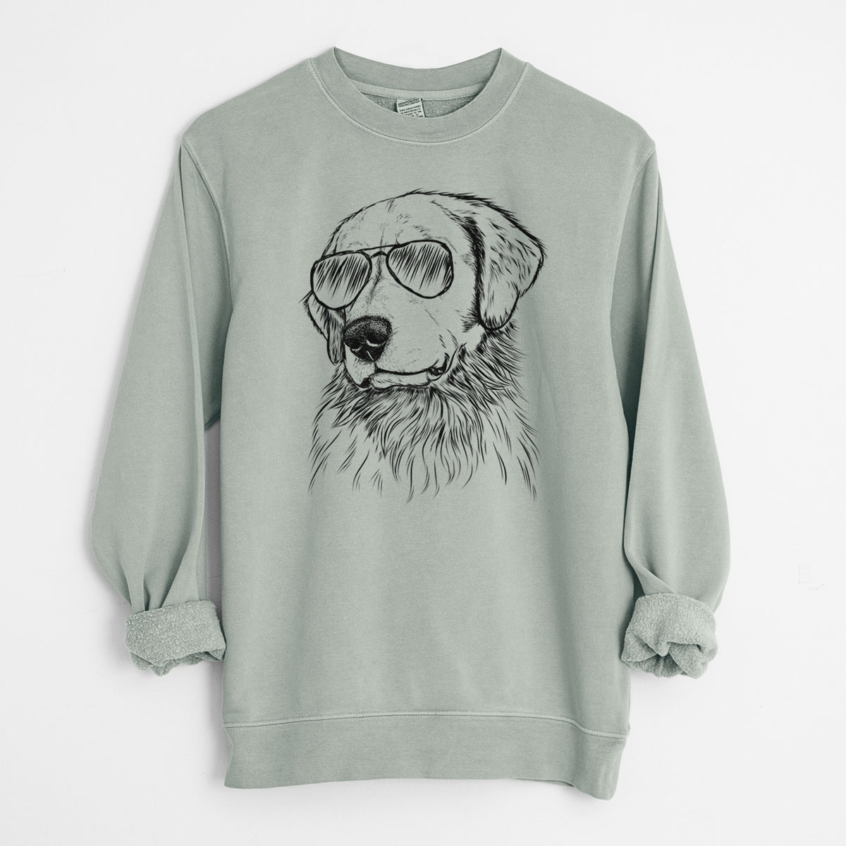 Aviator Quinn the Golden Retriever - Unisex Pigment Dyed Crew Sweatshirt