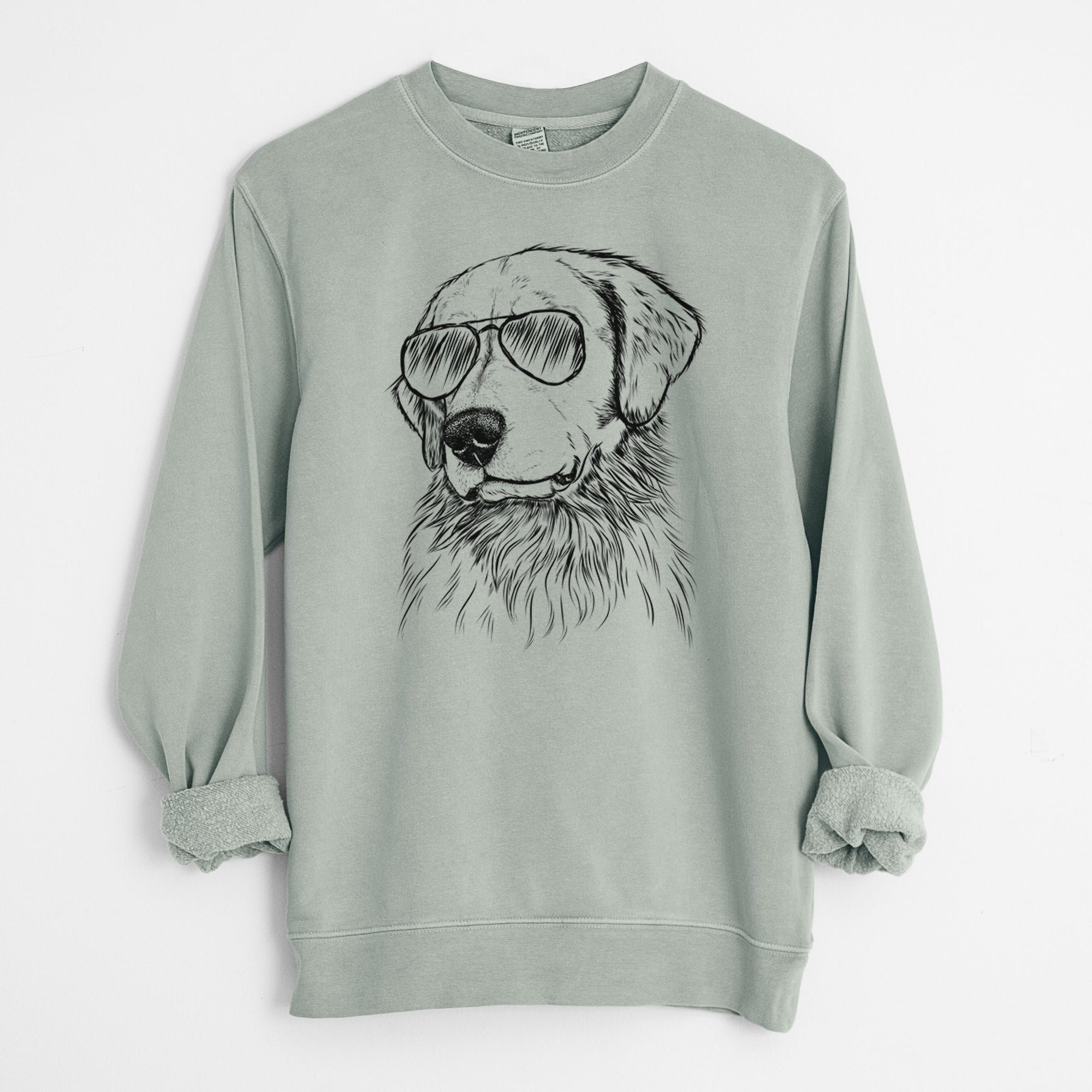 Aviator Quinn the Golden Retriever - Unisex Pigment Dyed Crew Sweatshirt