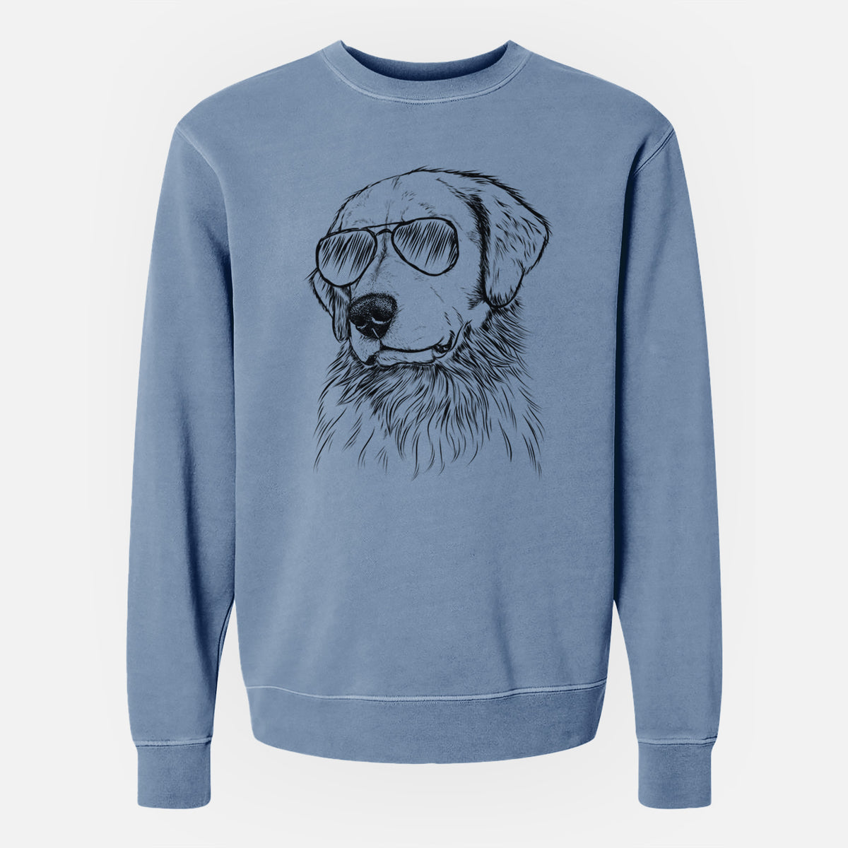Aviator Quinn the Golden Retriever - Unisex Pigment Dyed Crew Sweatshirt