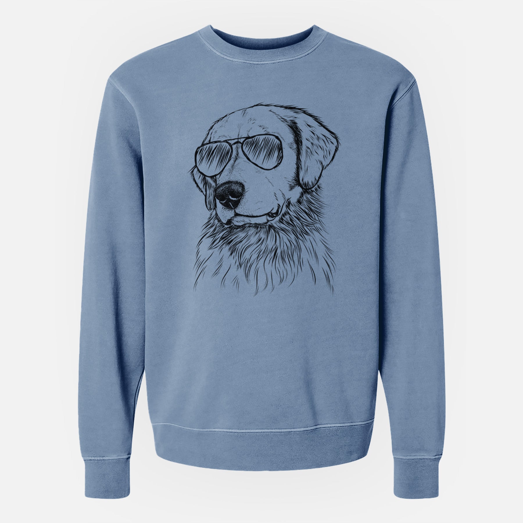 Aviator Quinn the Golden Retriever - Unisex Pigment Dyed Crew Sweatshirt