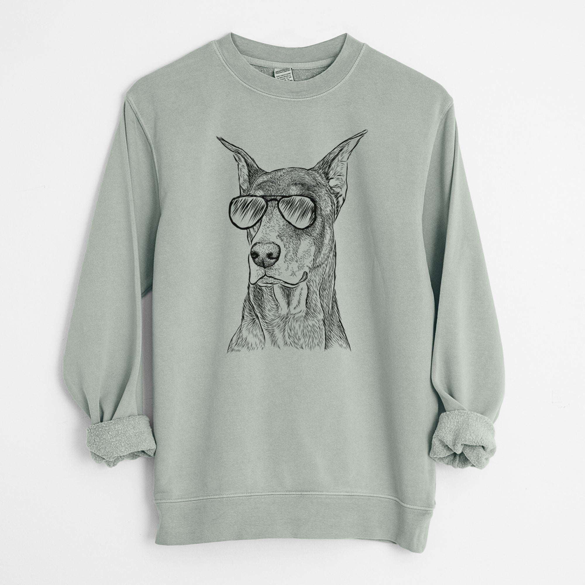 Aviator RJ the Doberman Pinscher - Unisex Pigment Dyed Crew Sweatshirt