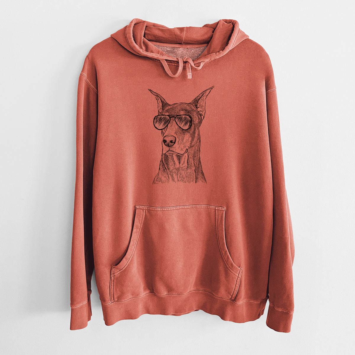 Aviator RJ the Doberman Pinscher - Unisex Pigment Dyed Hoodie