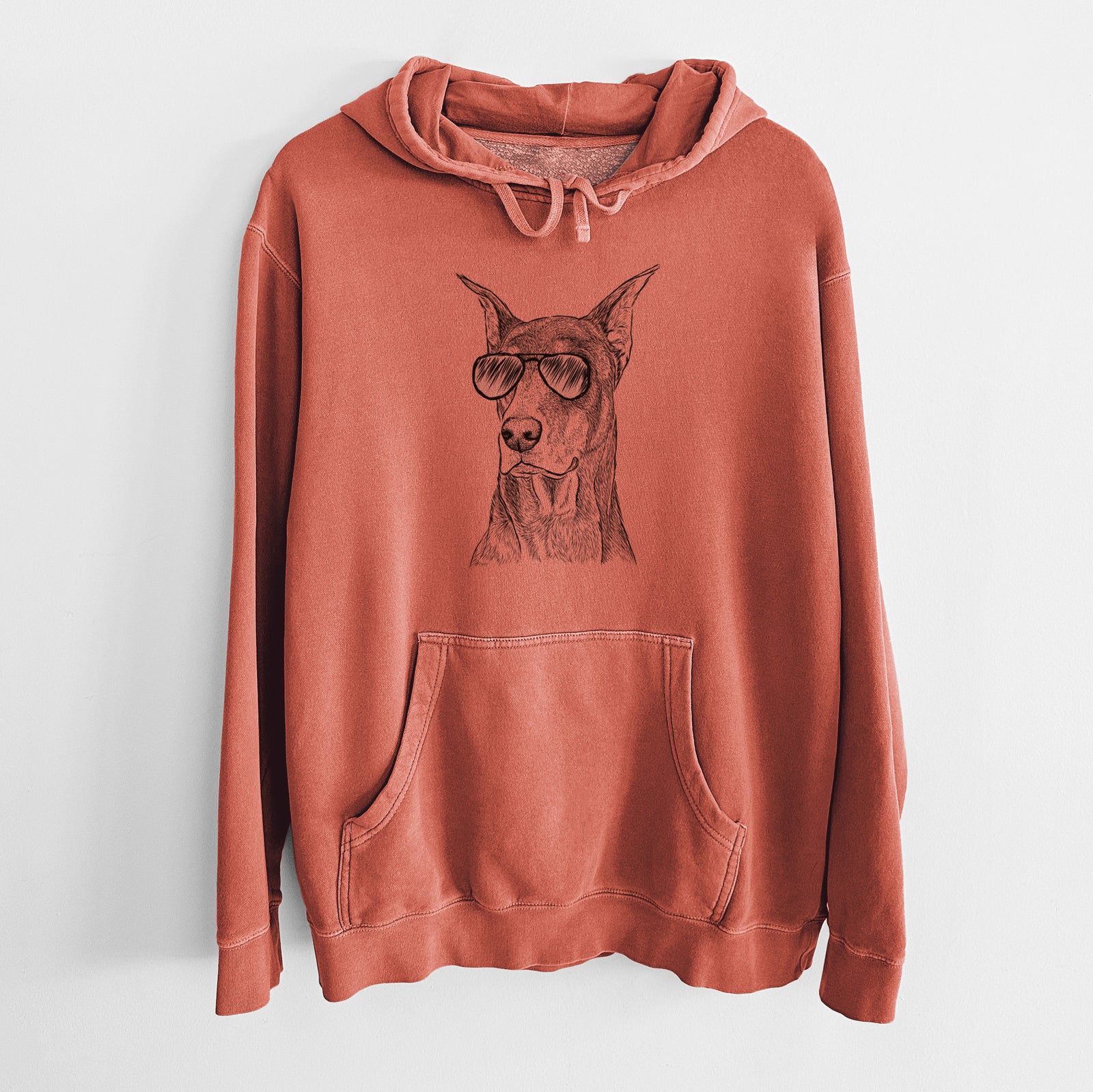 Aviator RJ the Doberman Pinscher - Unisex Pigment Dyed Hoodie