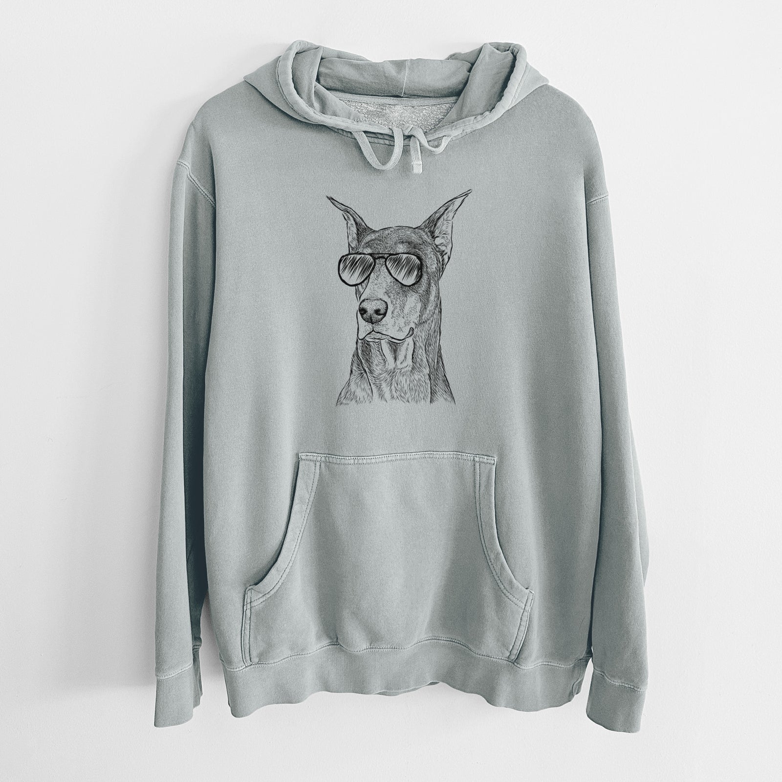 Aviator RJ the Doberman Pinscher - Unisex Pigment Dyed Hoodie