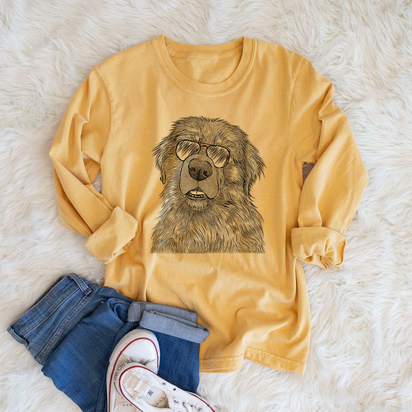 Aviator Ralph the Leonberger - Men's Heavyweight 100% Cotton Long Sleeve