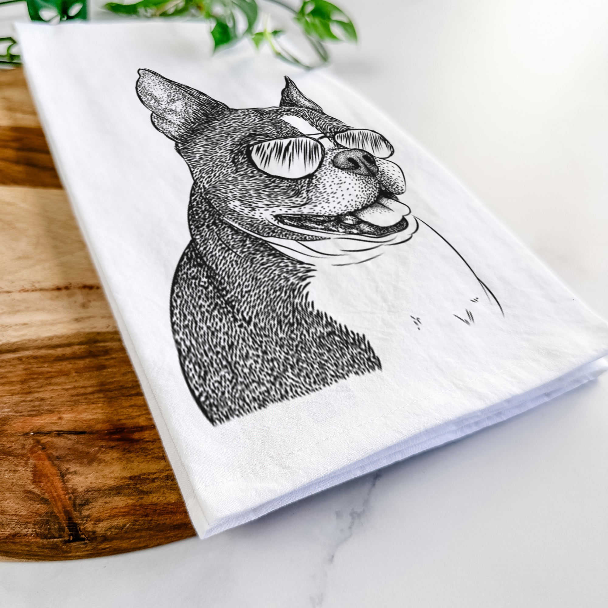 Ralphie the Boston Terrier Tea Towel