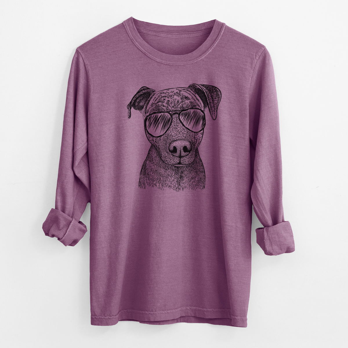 Aviator Reeses the Pitbull - Men's Heavyweight 100% Cotton Long Sleeve