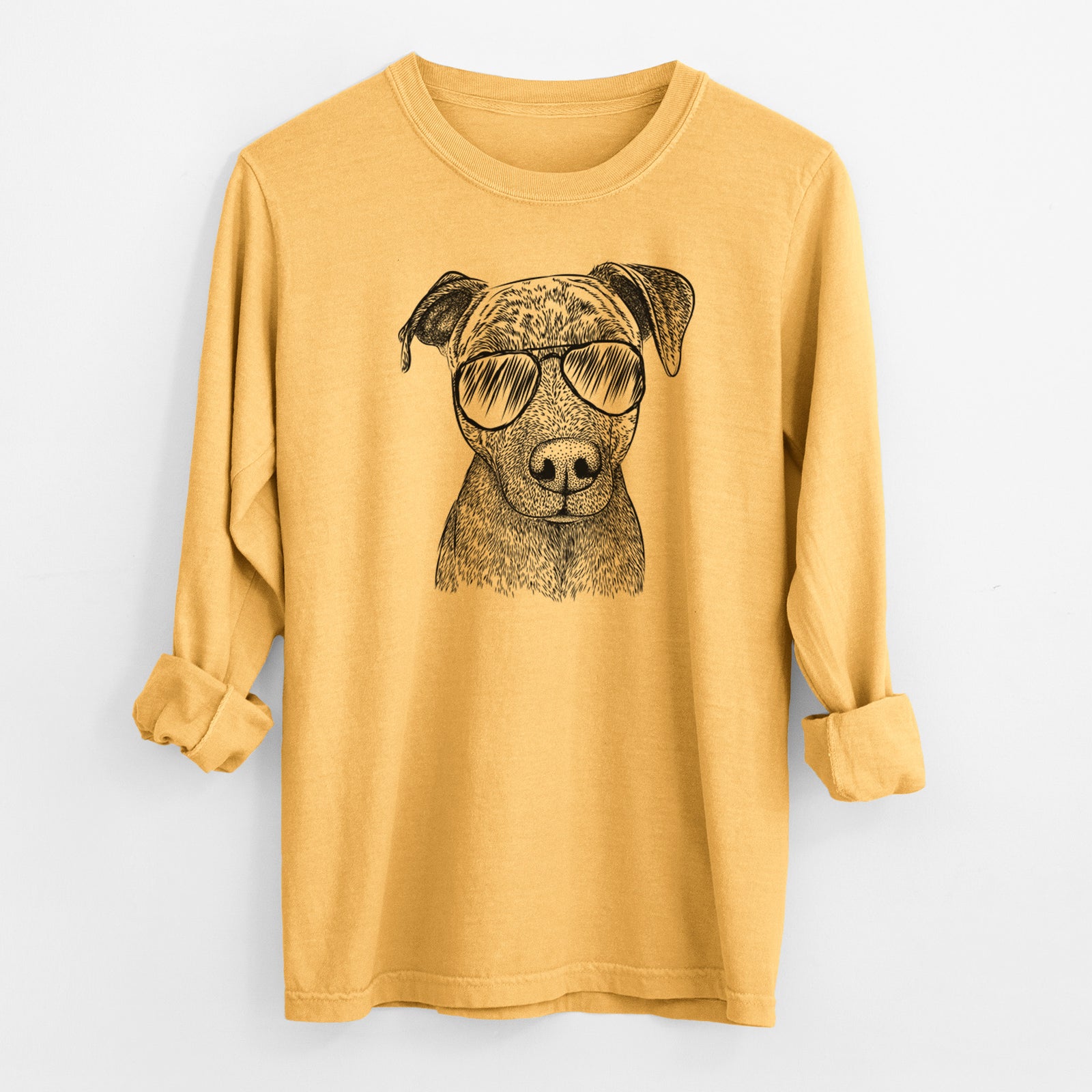Aviator Reeses the Pitbull - Men's Heavyweight 100% Cotton Long Sleeve