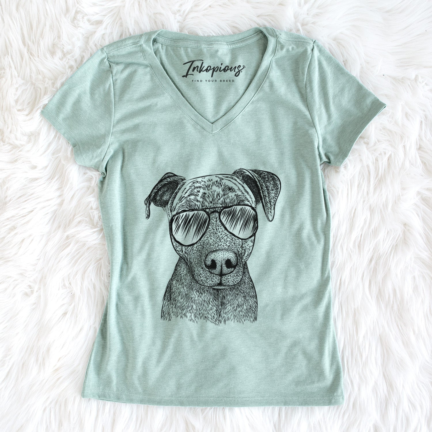 Aviator Reeses the Pitbull - Women's V-neck Shirt