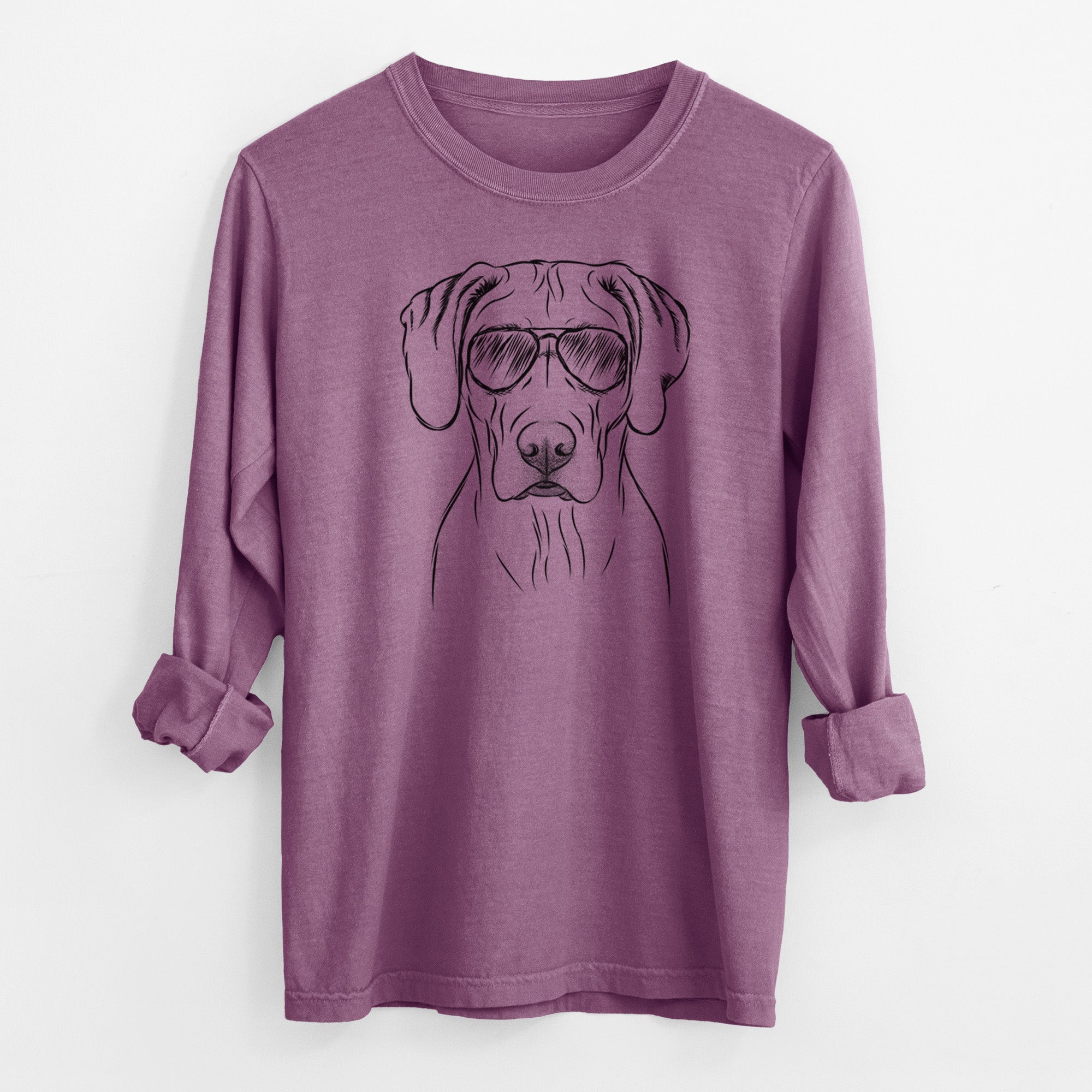 Aviator Reid the Rhodesian Ridgeback - Men's Heavyweight 100% Cotton Long Sleeve