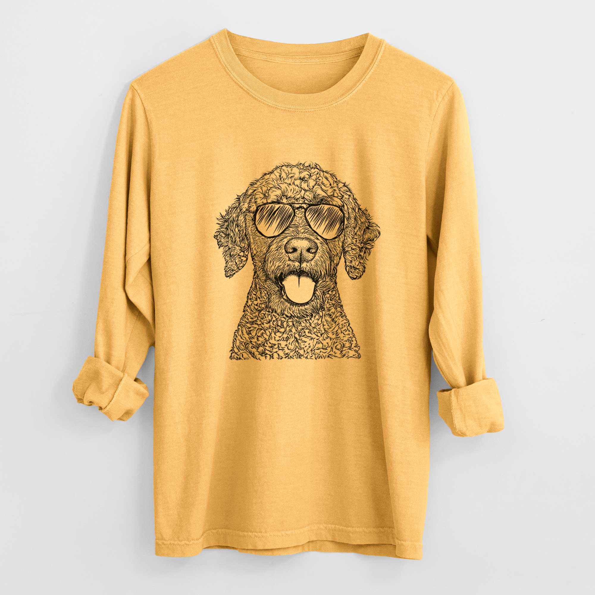 Aviator Reina the Spanish Water Dog - Men's Heavyweight 100% Cotton Long Sleeve