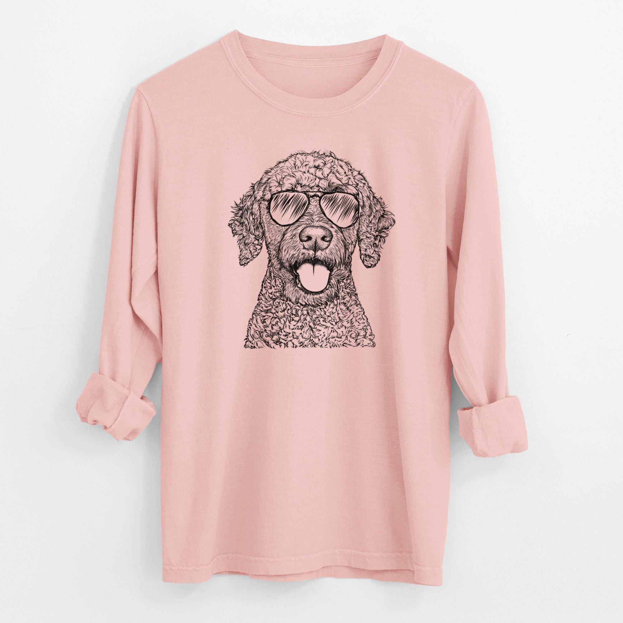 Aviator Reina the Spanish Water Dog - Men's Heavyweight 100% Cotton Long Sleeve