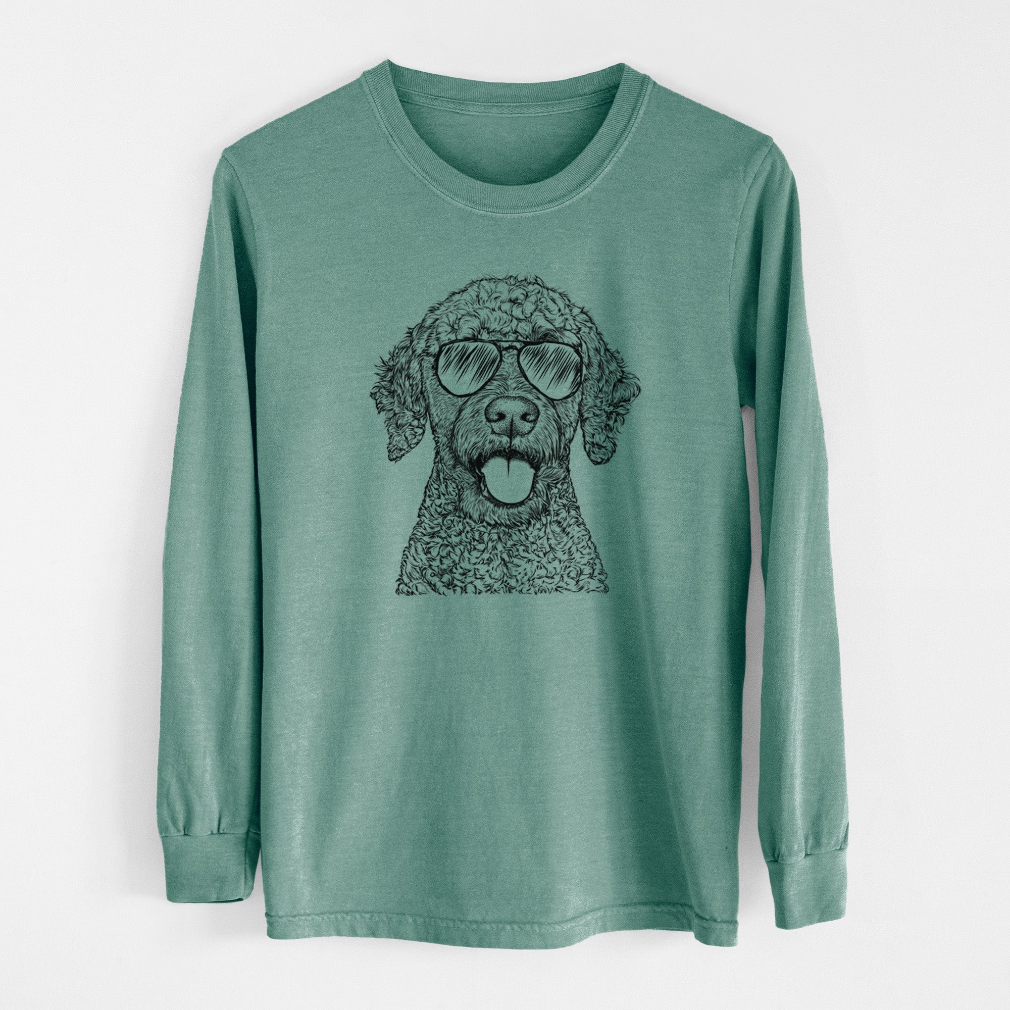 Aviator Reina the Spanish Water Dog - Men's Heavyweight 100% Cotton Long Sleeve