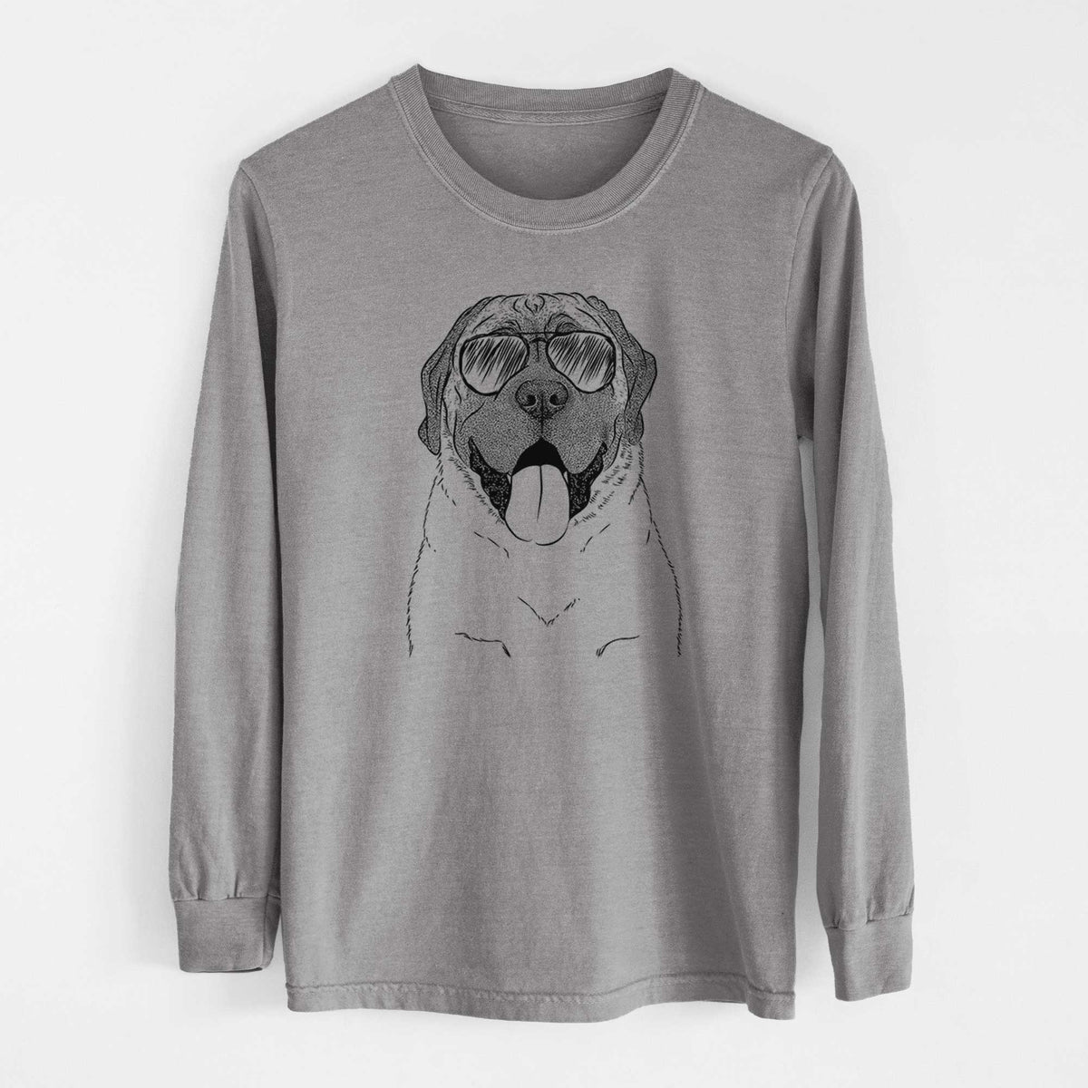 Aviator Remmie the English Mastiff - Men's Heavyweight 100% Cotton Long Sleeve