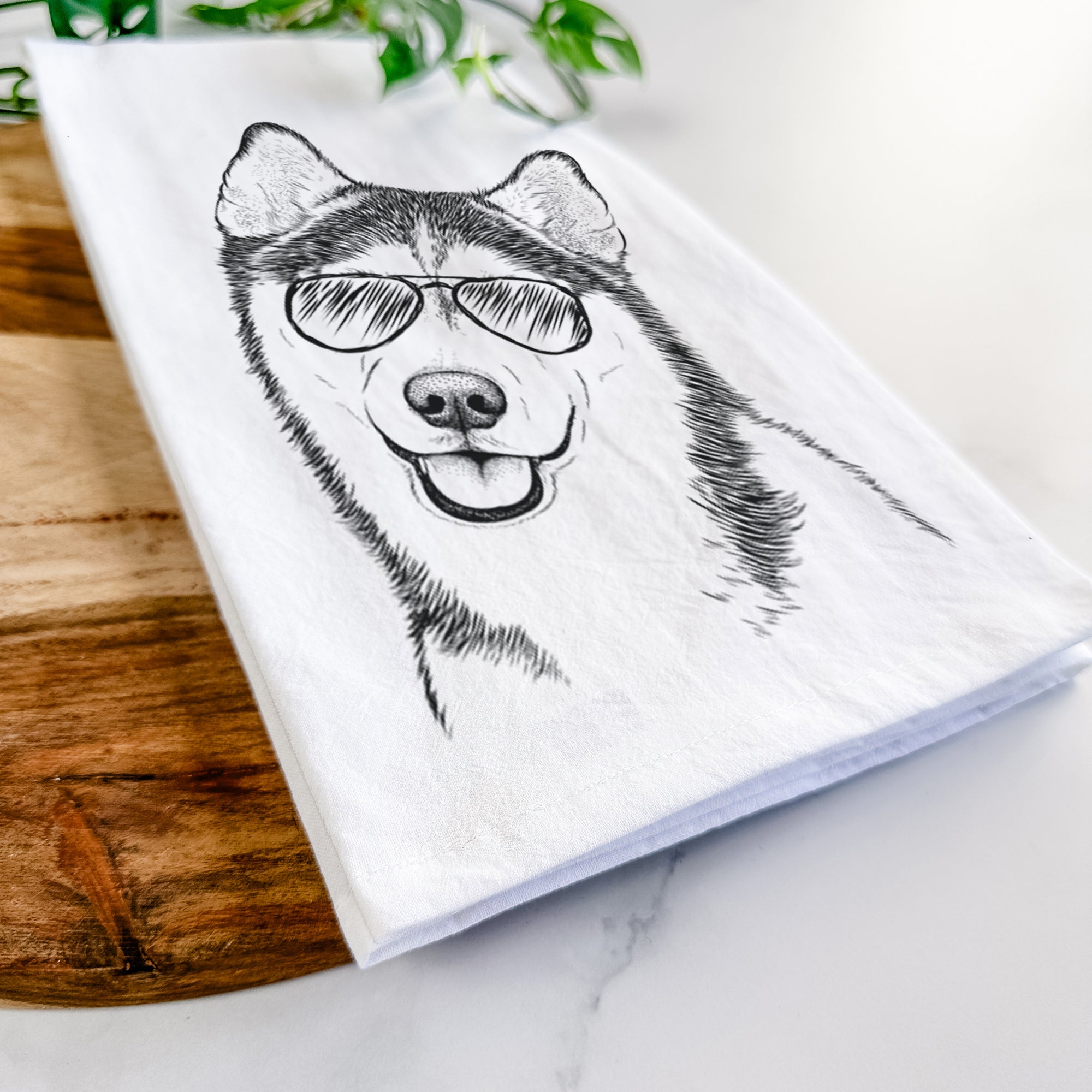 Remmie the Siberian Husky Tea Towel