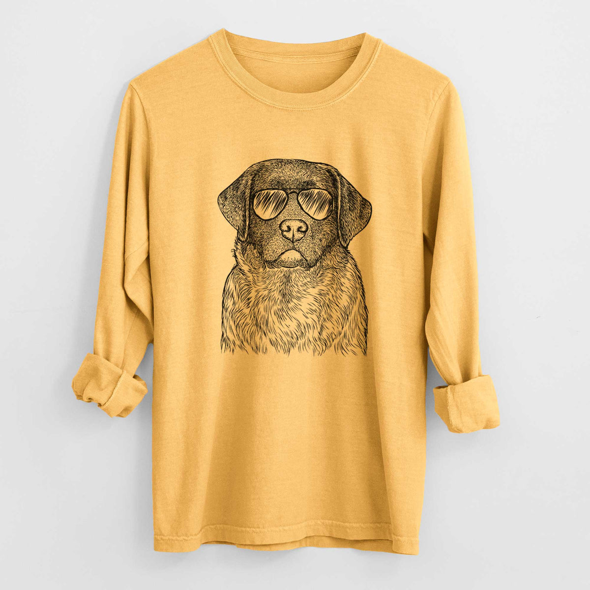 Aviator River the English Labrador Retriever - Men's Heavyweight 100% Cotton Long Sleeve