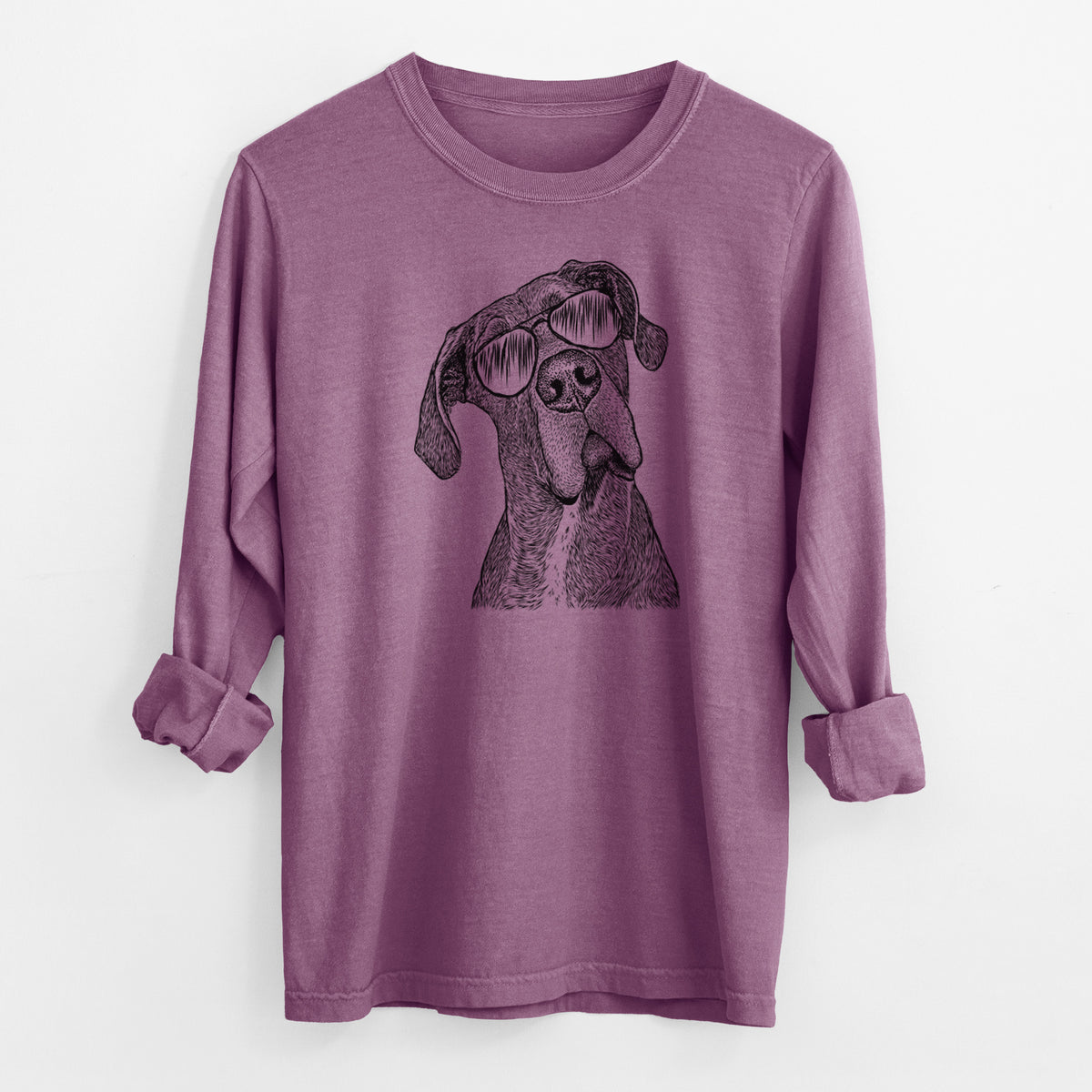 Aviator River the Great Dane - Men's Heavyweight 100% Cotton Long Sleeve