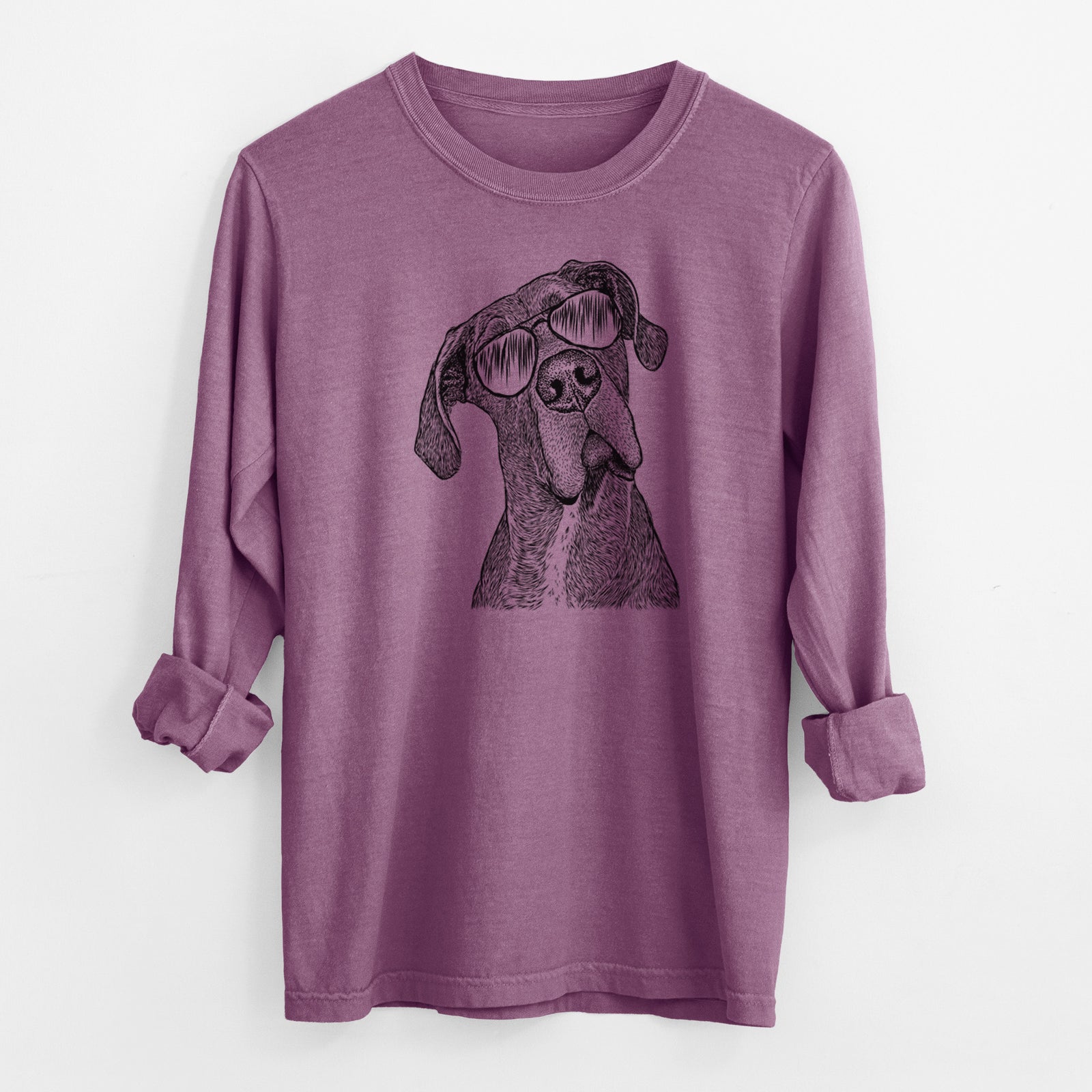 Aviator River the Great Dane - Men's Heavyweight 100% Cotton Long Sleeve