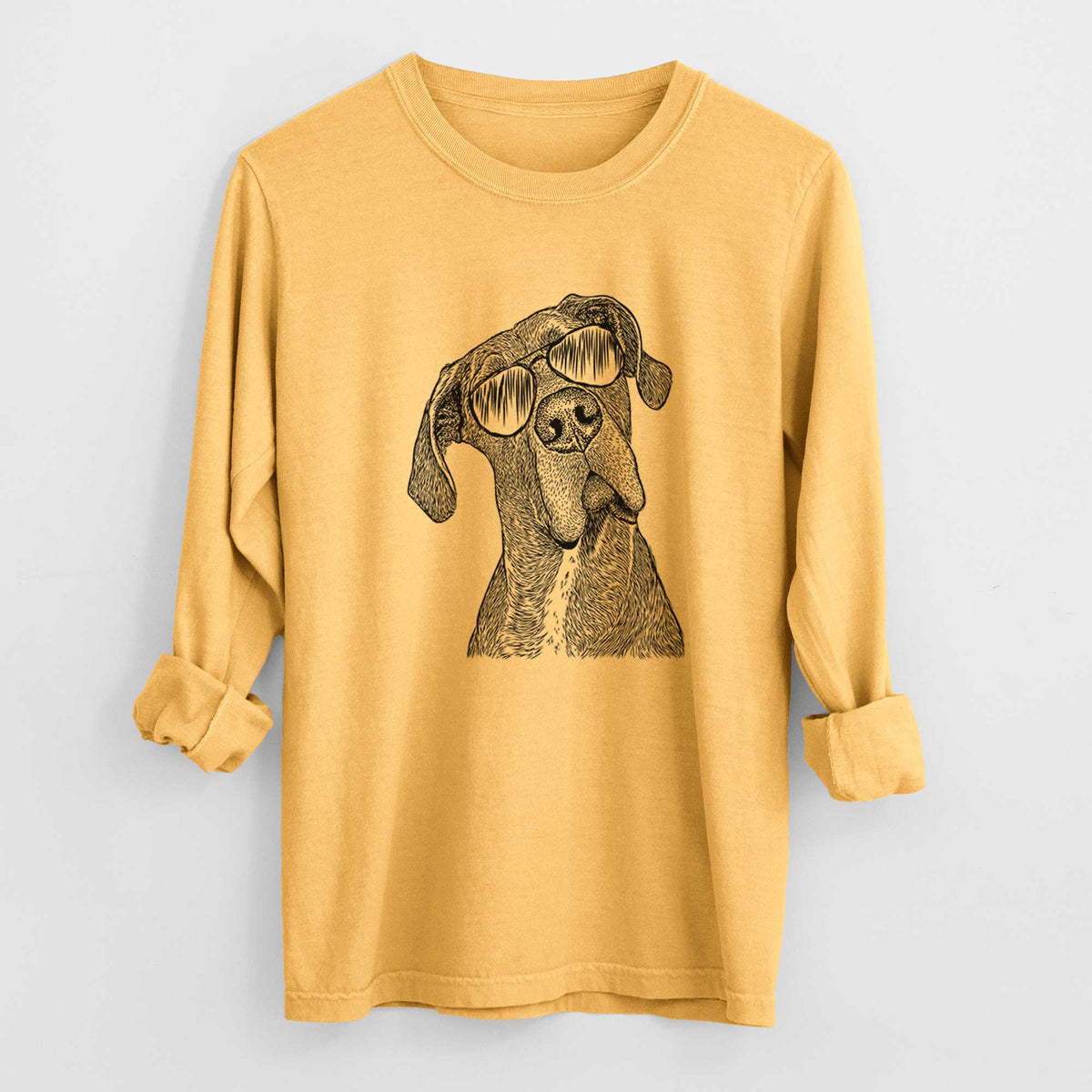 Aviator River the Great Dane - Men's Heavyweight 100% Cotton Long Sleeve