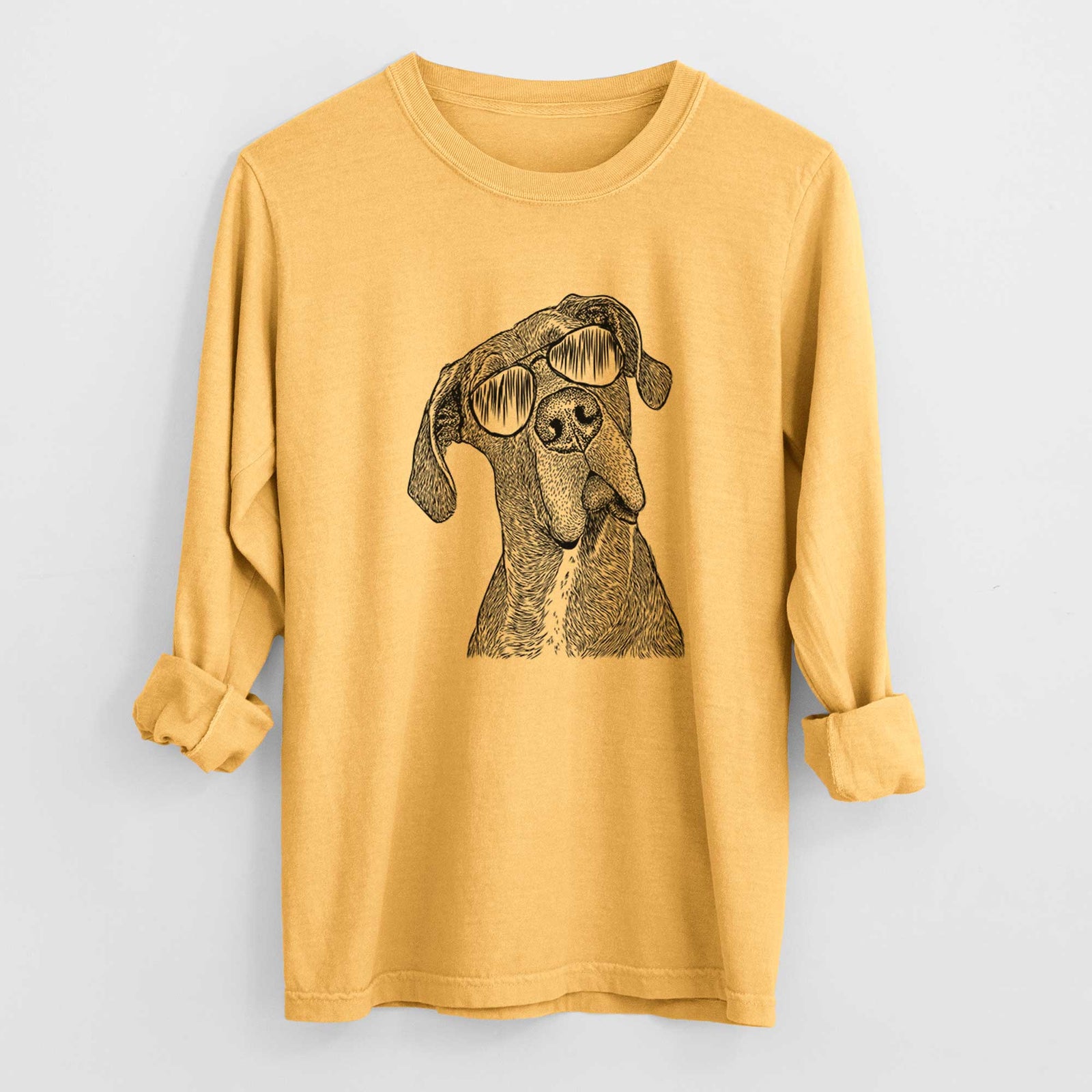 Aviator River the Great Dane - Men's Heavyweight 100% Cotton Long Sleeve