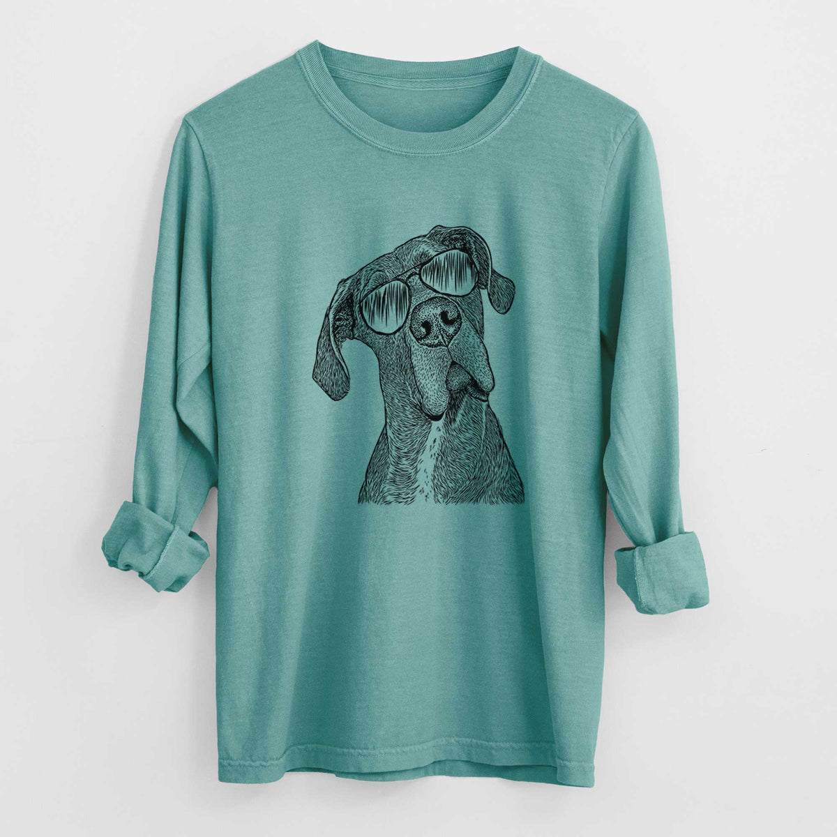 Aviator River the Great Dane - Men's Heavyweight 100% Cotton Long Sleeve