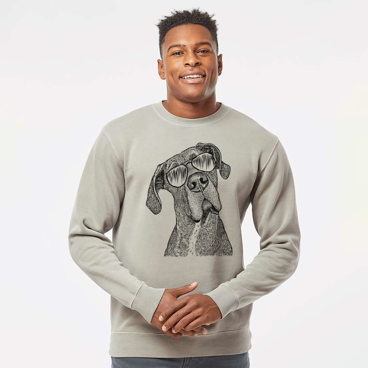 Aviator River the Great Dane - Unisex Pigment Dyed Crew Sweatshirt