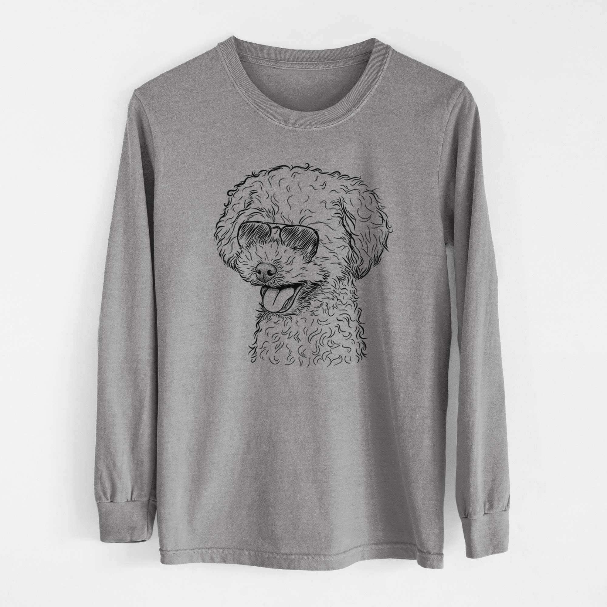 Aviator Rocky the Teacup Poodle - Men's Heavyweight 100% Cotton Long Sleeve