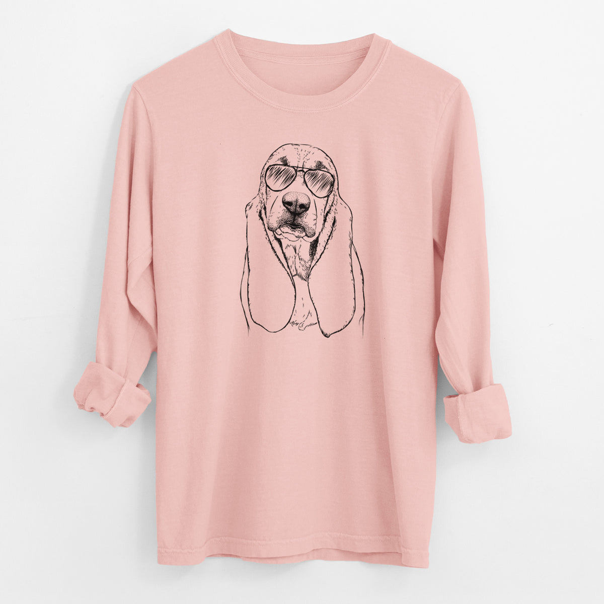 Aviator Rolo the Basset Hound - Men's Heavyweight 100% Cotton Long Sleeve