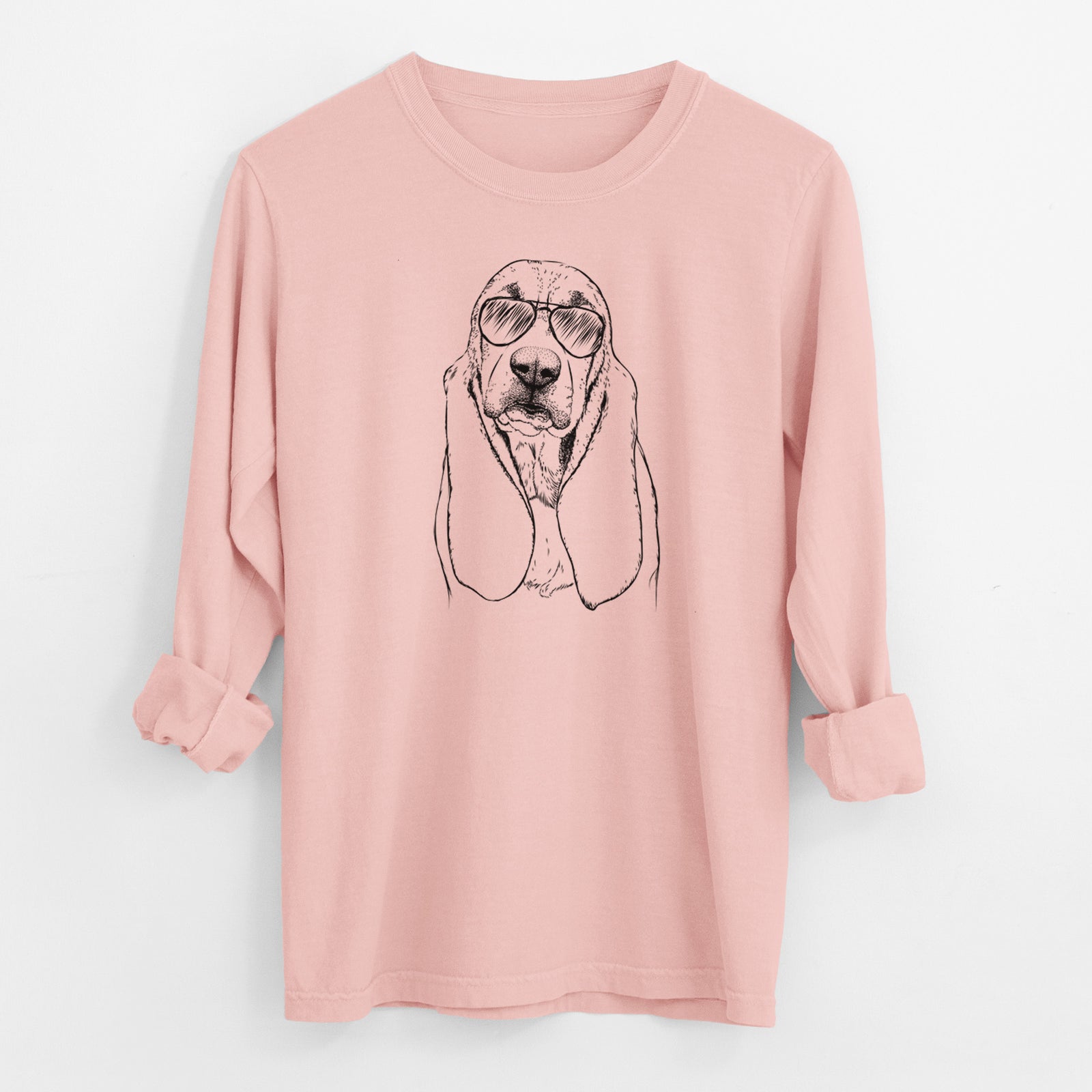 Aviator Rolo the Basset Hound - Men's Heavyweight 100% Cotton Long Sleeve