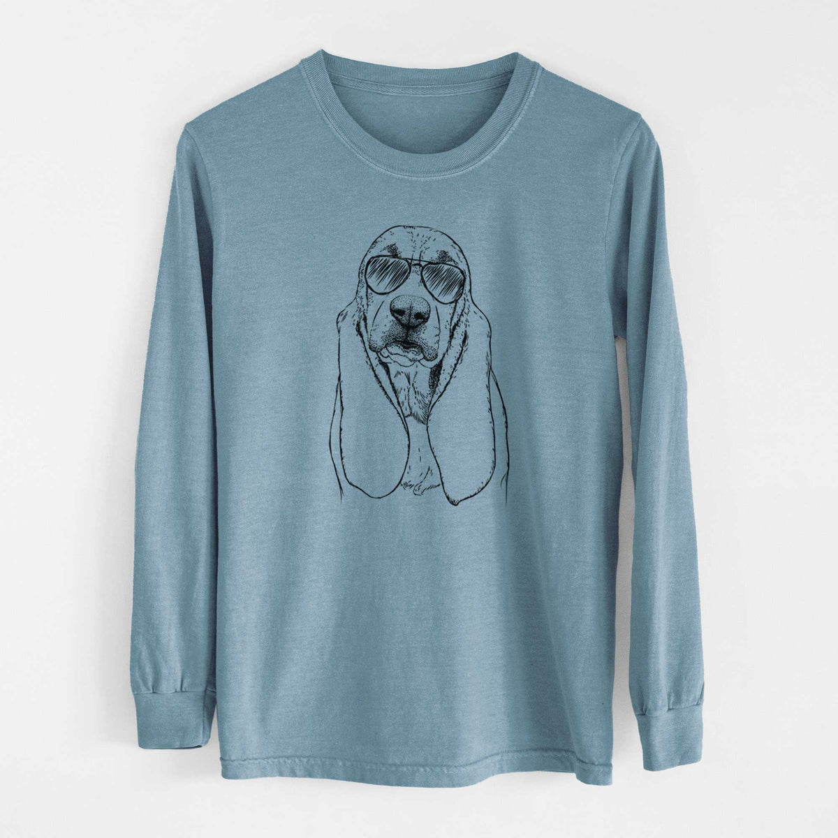 Aviator Rolo the Basset Hound - Men's Heavyweight 100% Cotton Long Sleeve