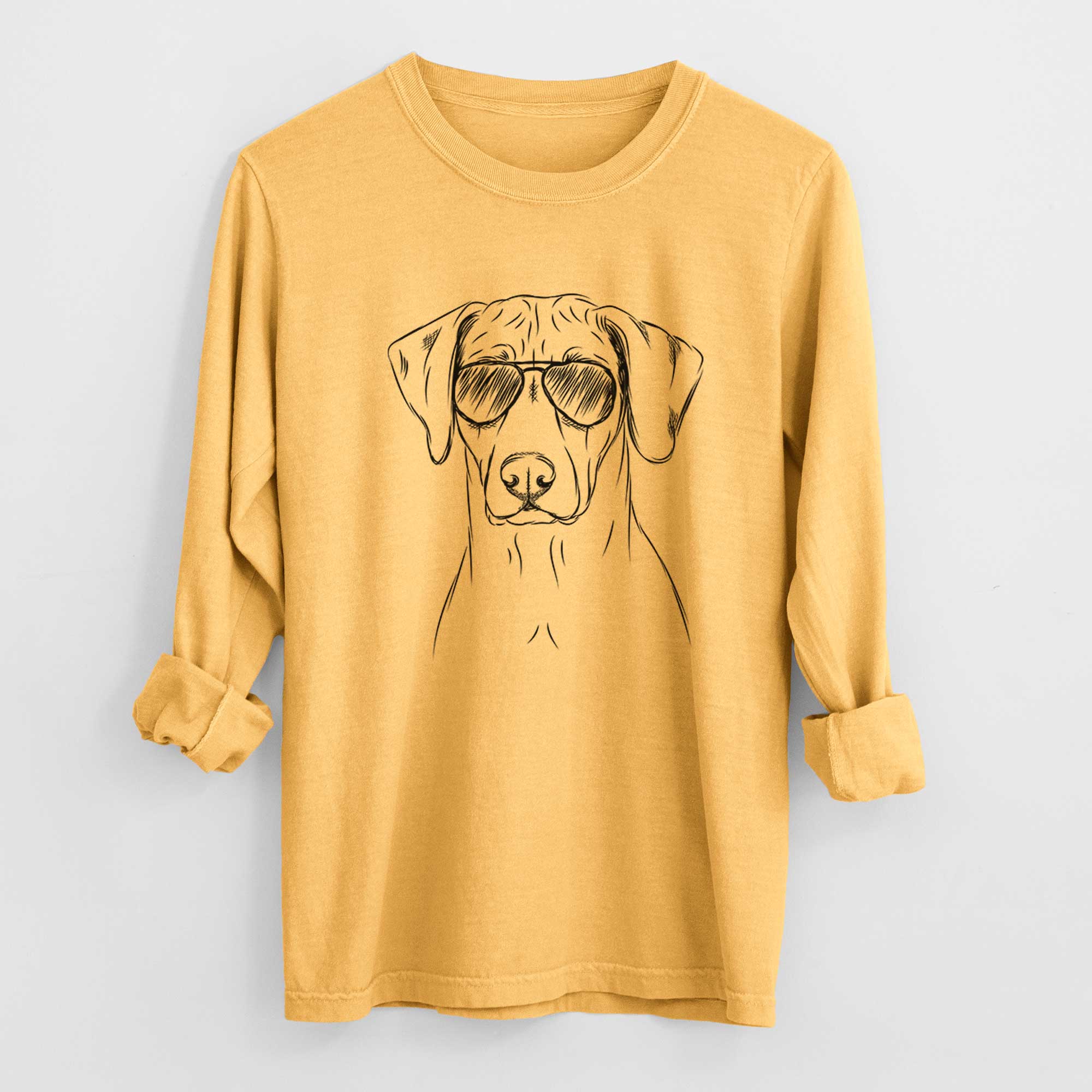 Aviator Ronan the Rhodesian Ridgeback - Men's Heavyweight 100% Cotton Long Sleeve