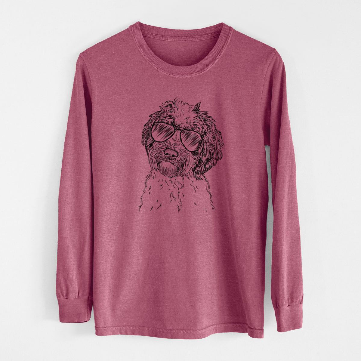 Aviator Rooney the Aussiedoodle - Men's Heavyweight 100% Cotton Long Sleeve