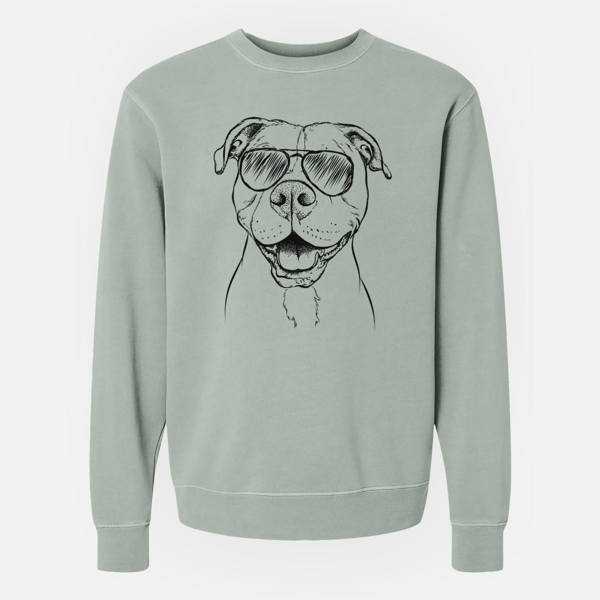 Aviator Roscoe the Pitbull - Unisex Pigment Dyed Crew Sweatshirt