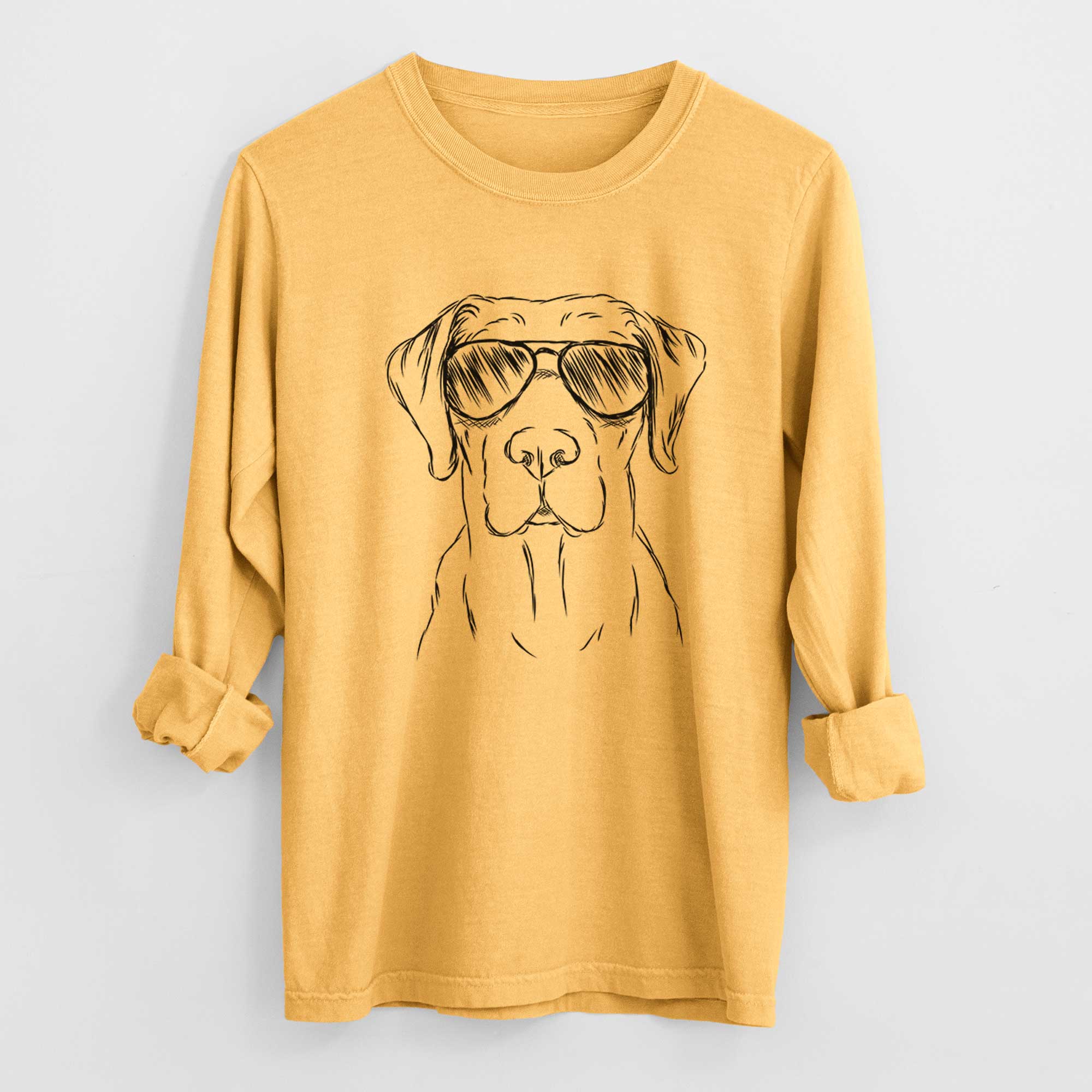 Aviator Rowdy the Labrador Retriever - Men's Heavyweight 100% Cotton Long Sleeve