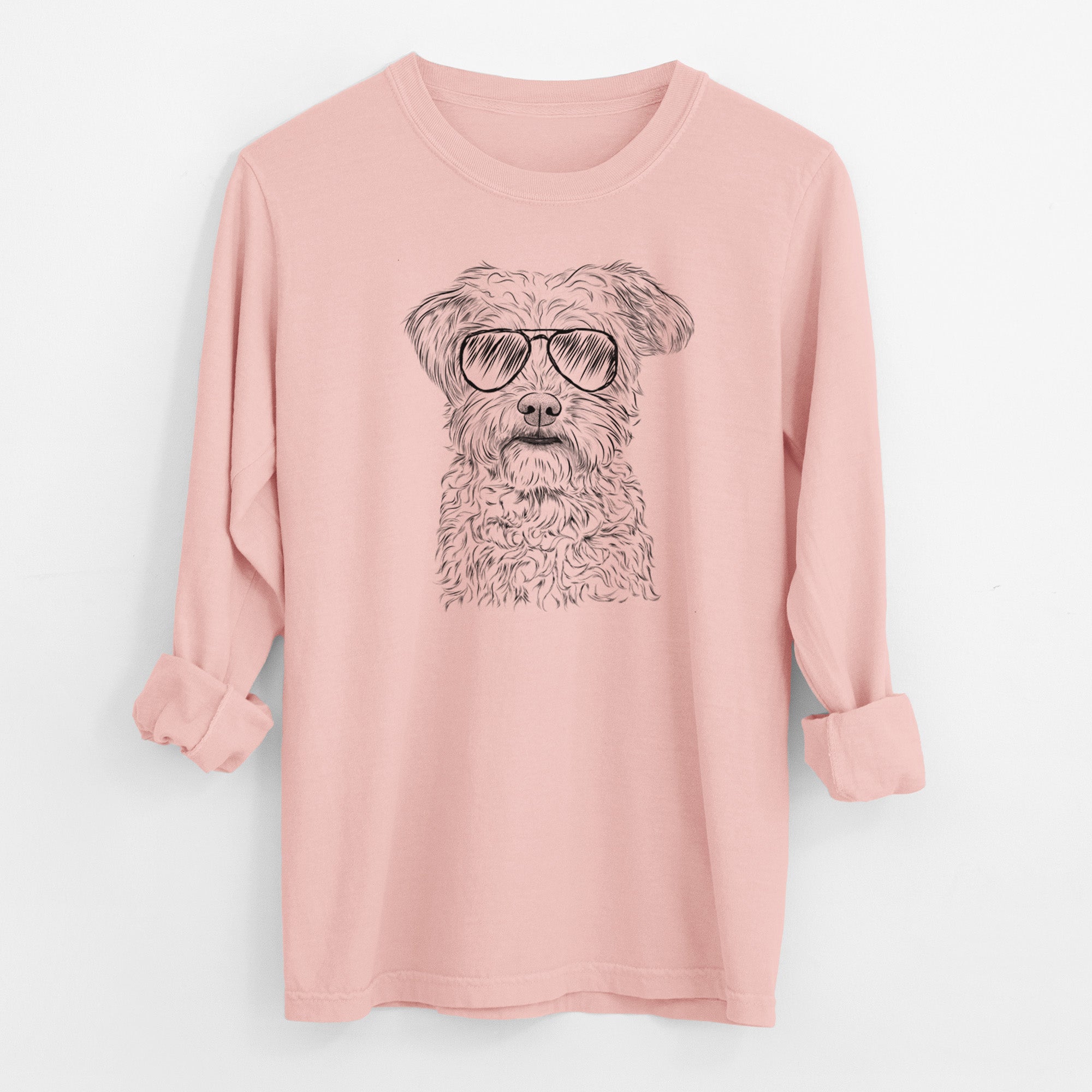 Aviator Rudy the Schnoodle - Men's Heavyweight 100% Cotton Long Sleeve